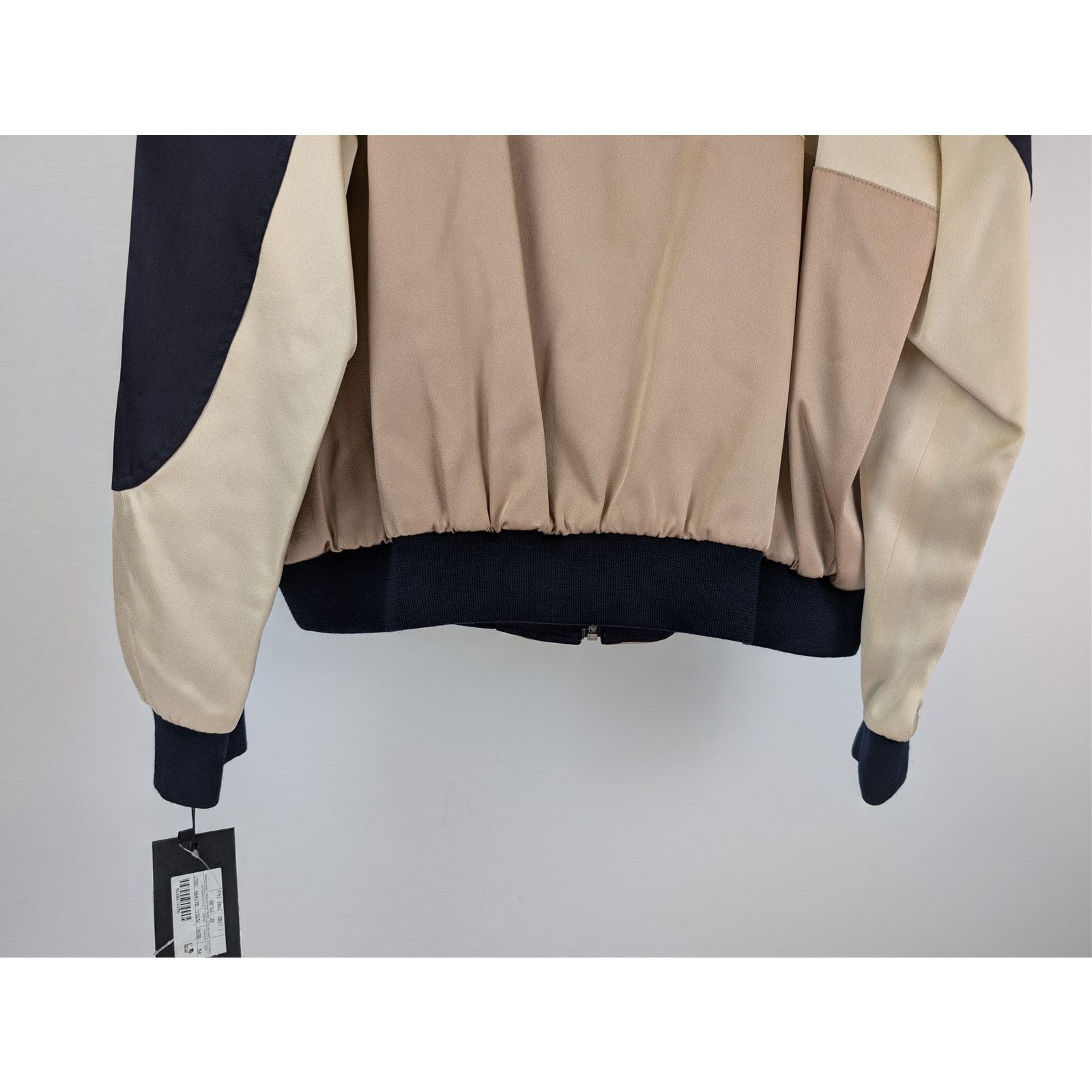 Saint Laurent Paris o1rshd1 Teddy Tricolore Satin Crepe Jacket in Beige Size US L / EU 52-54 / 3 - 12 Thumbnail