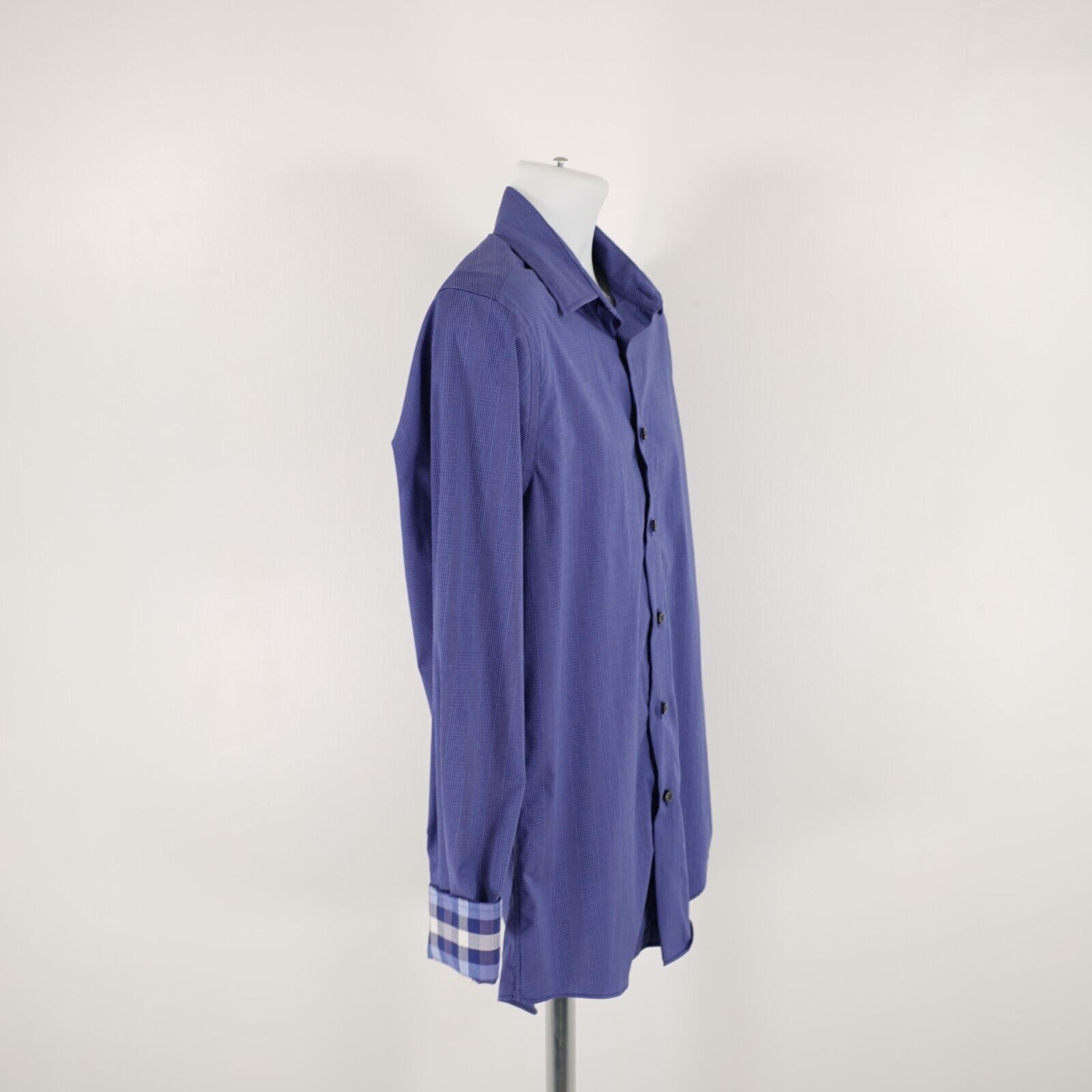 Egara Egara Blue Non Iron Slim Fit Medium Flip Cuff Collared Dress Size US M / EU 48-50 / 2 - 7 Thumbnail