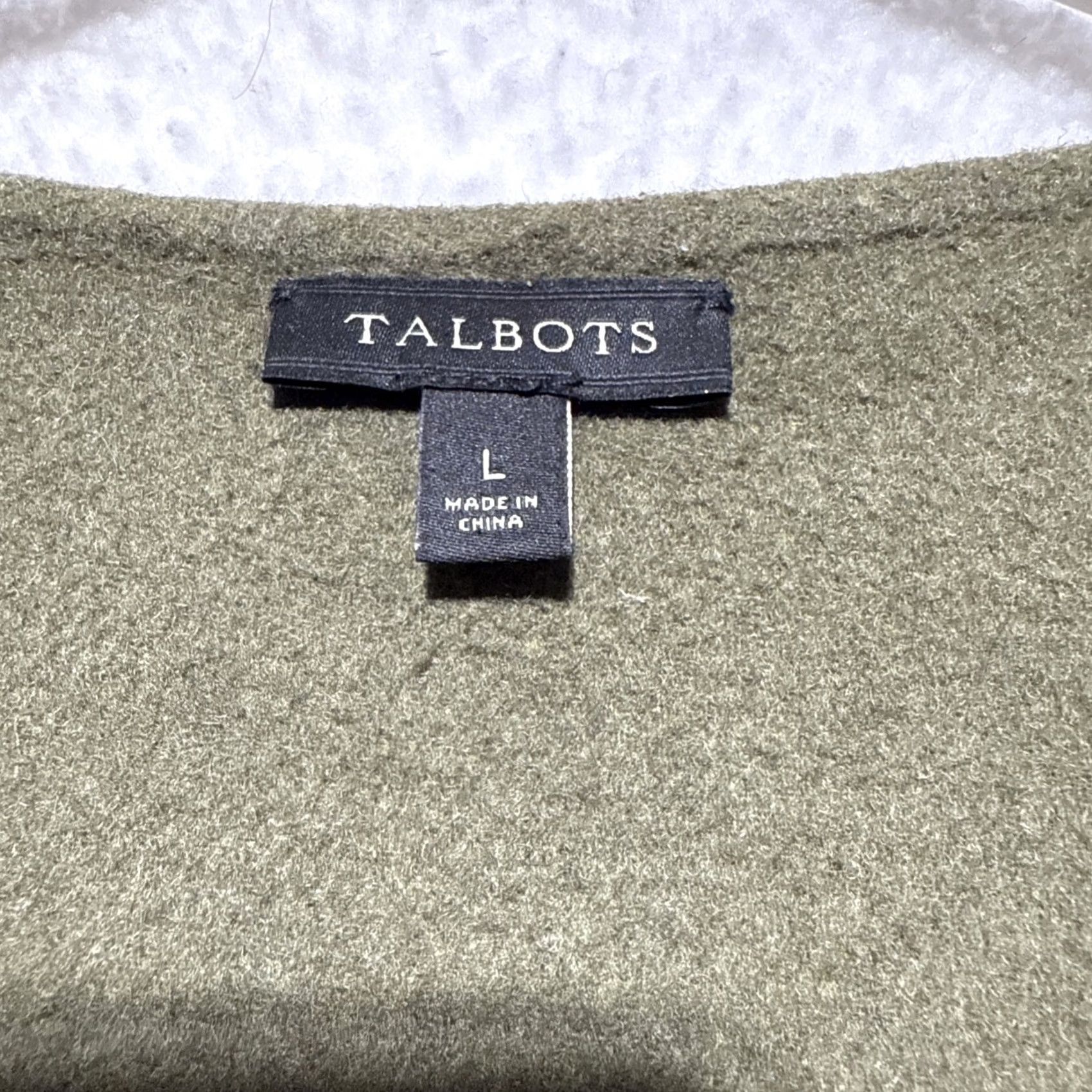 Talbots Talbots Vest Open Face Fly Away Wool Blend L Olive Green Sleeveless Kimono Women's Regular Size L Size L / US 10 / IT 46 - 3 Thumbnail