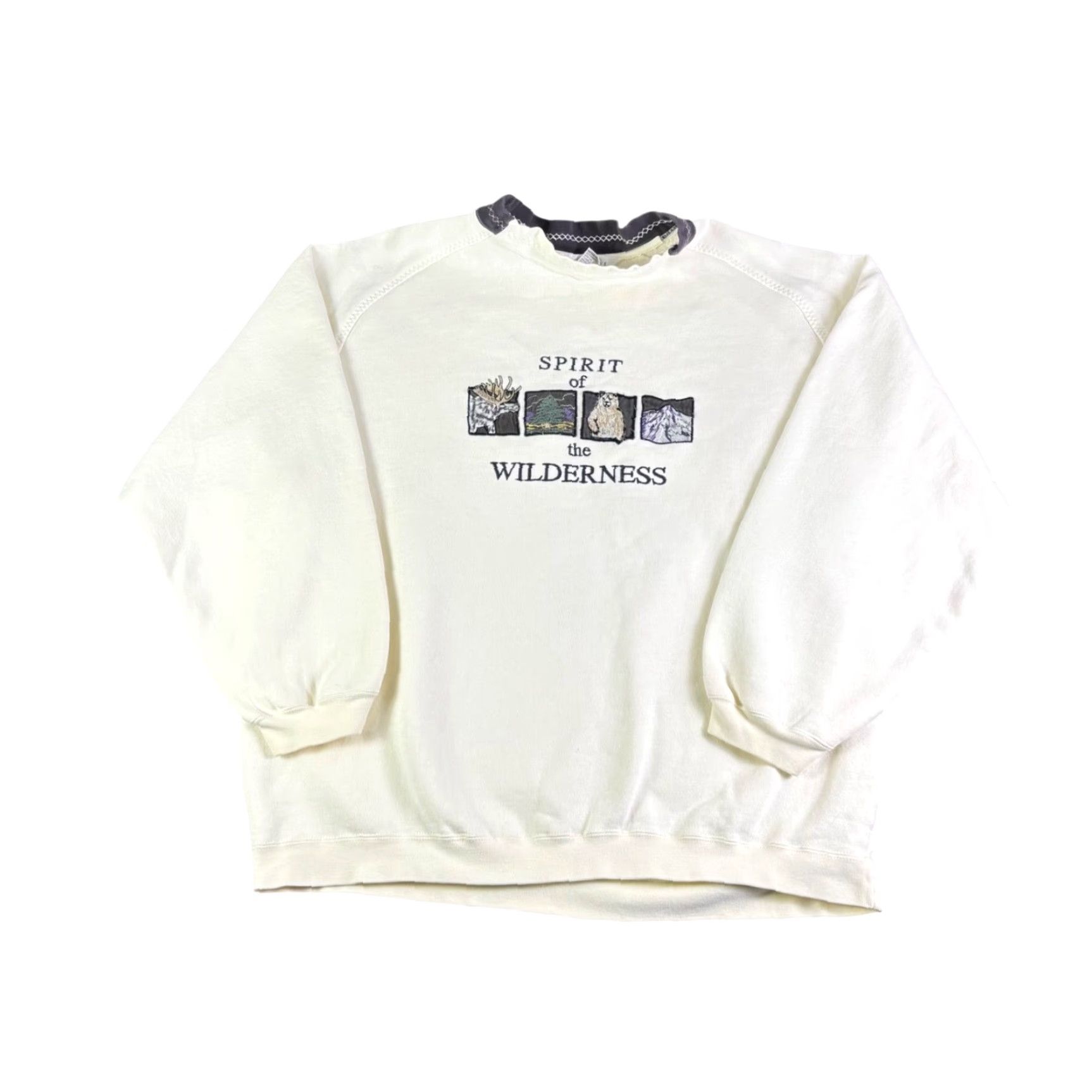 Geoffrey Beene Geoffrey Beene Sweatshirt Mens Large Ivory Embroidered Spirit of the Wilderness Vintage Size US L / EU 52-54 / 3 - 2 Thumbnail