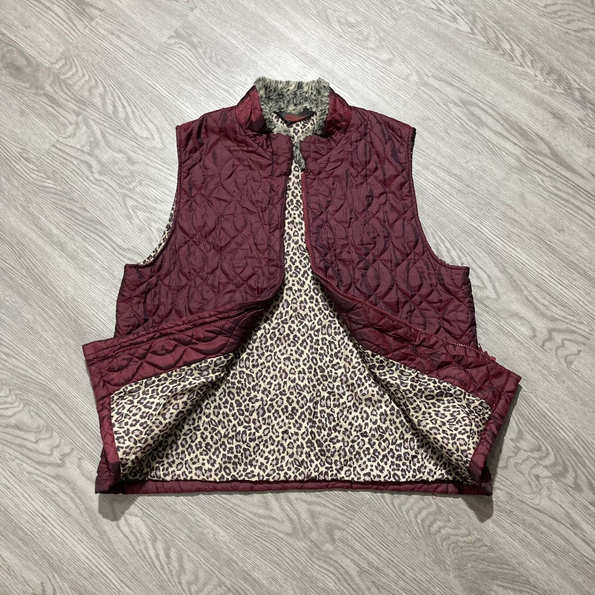 If Six Was Nine 2000s Ramlossa Puffer Inner Leopard Motif Vest Red Lgb Size US L / EU 52-54 / 3 - 1 Thumbnail