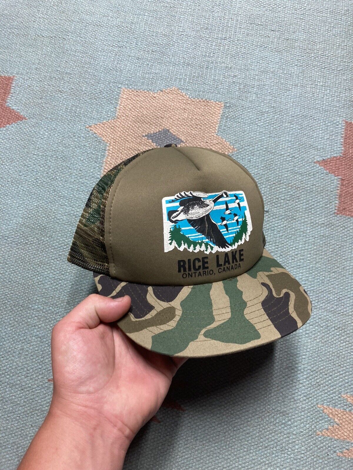 Vintage VTG 80s trucker hat cam rice lake canada woodland duck goose Size ONE SIZE - 1 Thumbnail