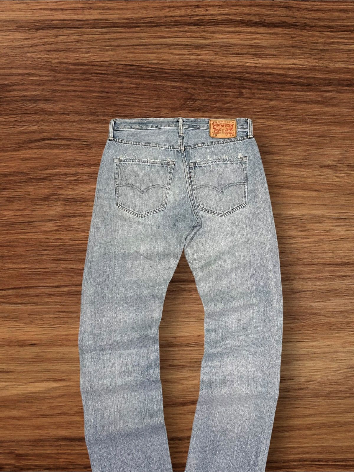 Levi's Vintage Levi’s 501 Sashiko Patchwork Light Blue Washed Jeans Size US 31 - 8 Thumbnail