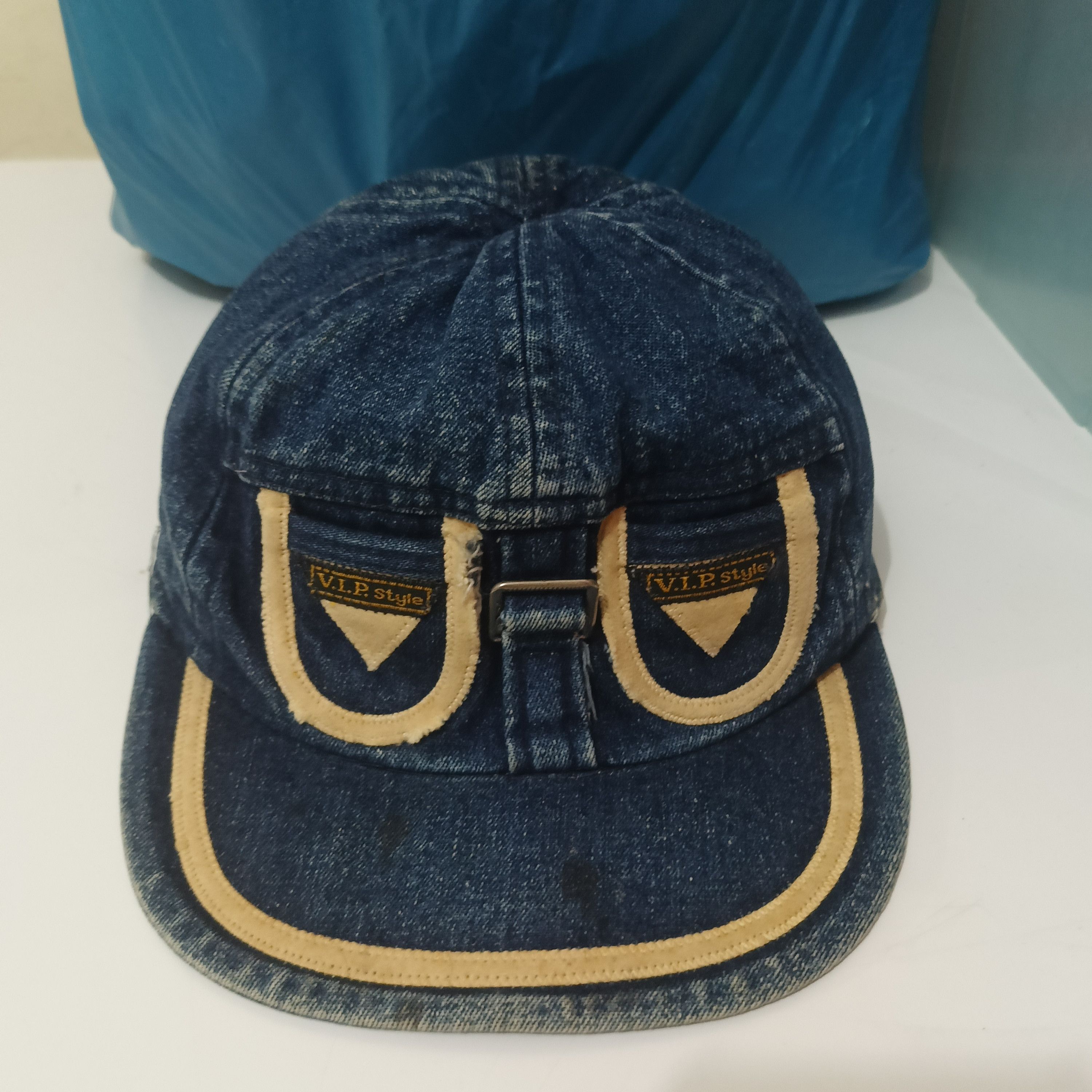 Japanese Brand × Vintage Japanese cap V.I.P. Style denim rare design distressed cap Size ONE SIZE - 3 Thumbnail