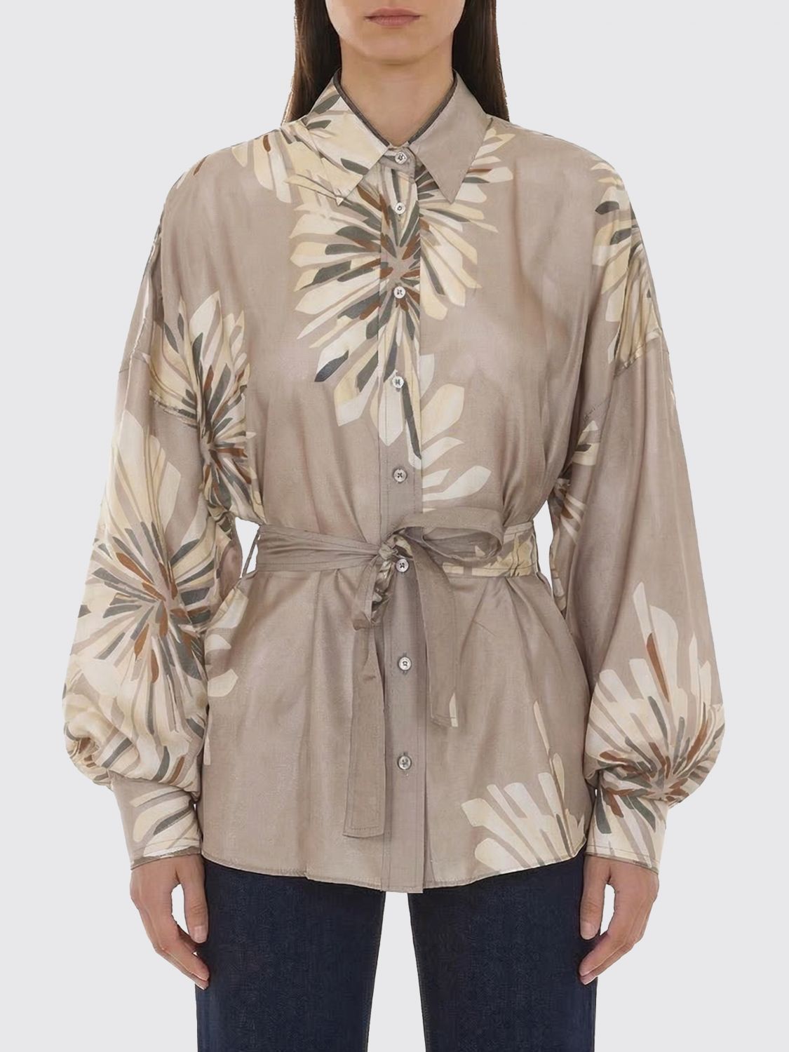 Brunello Cucinelli Brunello Cucinelli Shirt Woman Kaki Size L / US 10 / IT 46 - 1 Thumbnail
