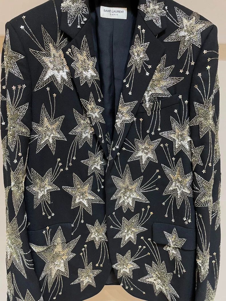 Saint Laurent Paris Saint laurent paris 2015 SS Black Fireworks blazer 2506-Nex Size 46R - 4 Thumbnail
