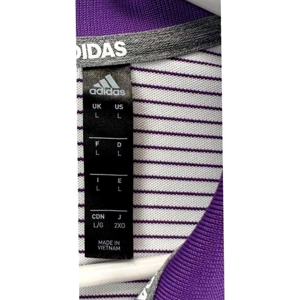 Adidas Adidas Golf Polo Shirt Mens Large Purple White Pinstripe Short Sleeve Casual Lightweight Size US L / EU 52-54 / 3 - 3 Thumbnail