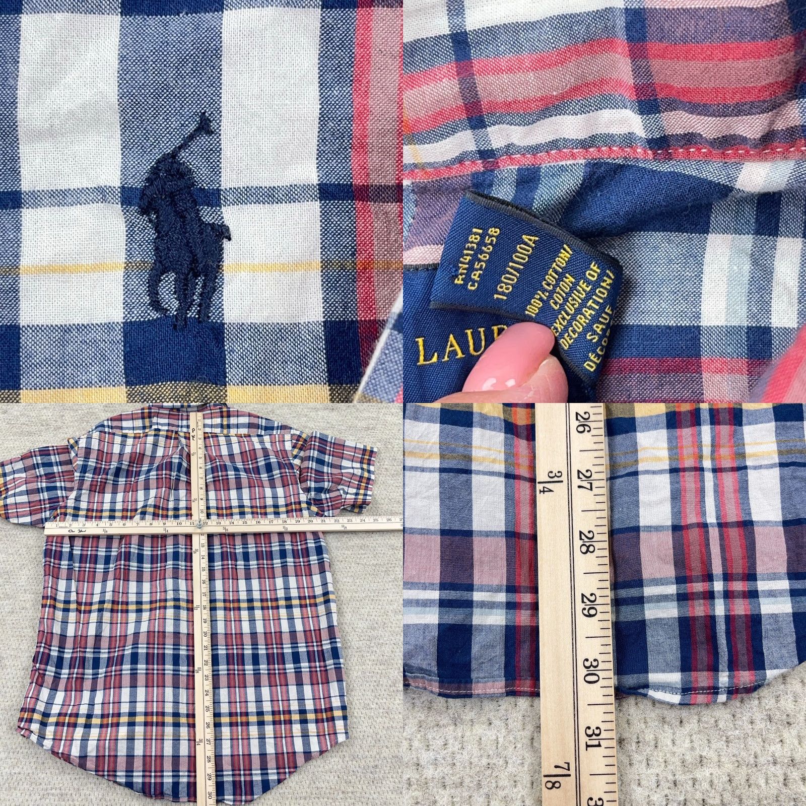 Ralph Lauren Ralph Lauren Shirt Men Large Plaid Button-Up Lightweight Cotton Camp Casual Branding Logo Blue Red (90s/Colorful/Preppy) Mens Size US L / EU 52-54 / 3 - 8 Thumbnail