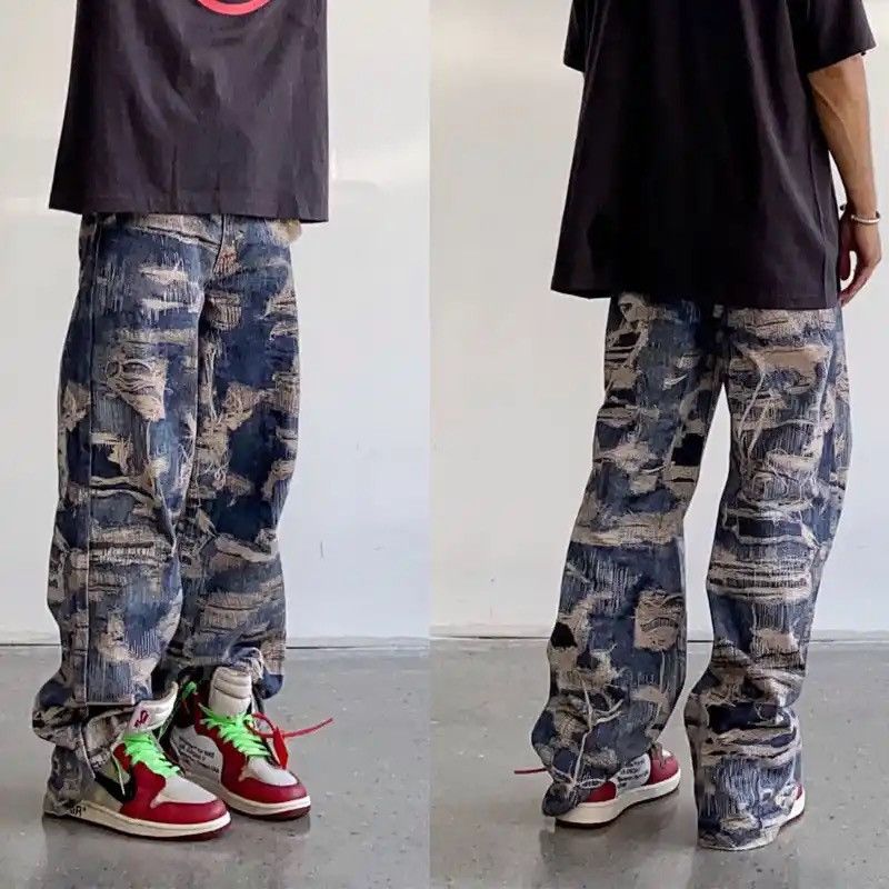 Vintage High street tie-dye print flared wide-leg jeans Gothic style Size US 34 / EU 50 - 1 Thumbnail