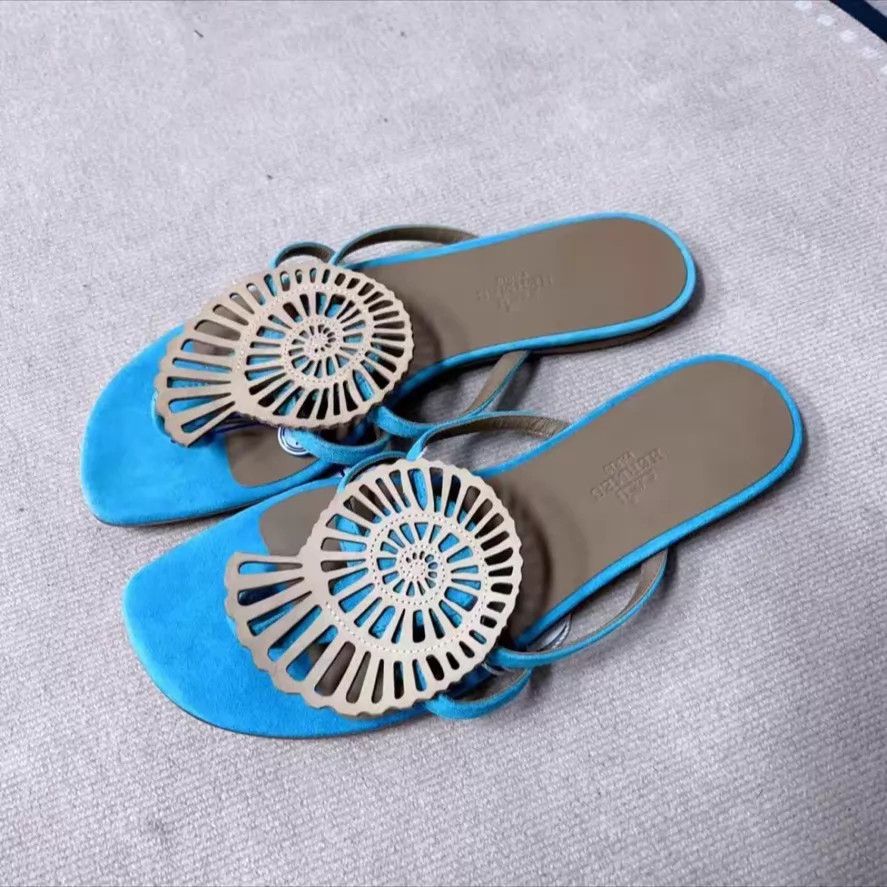 Hermes Hermès Blue Flip-Flops Size 37 Size US 6.5 / IT 36.5 - 1 Thumbnail