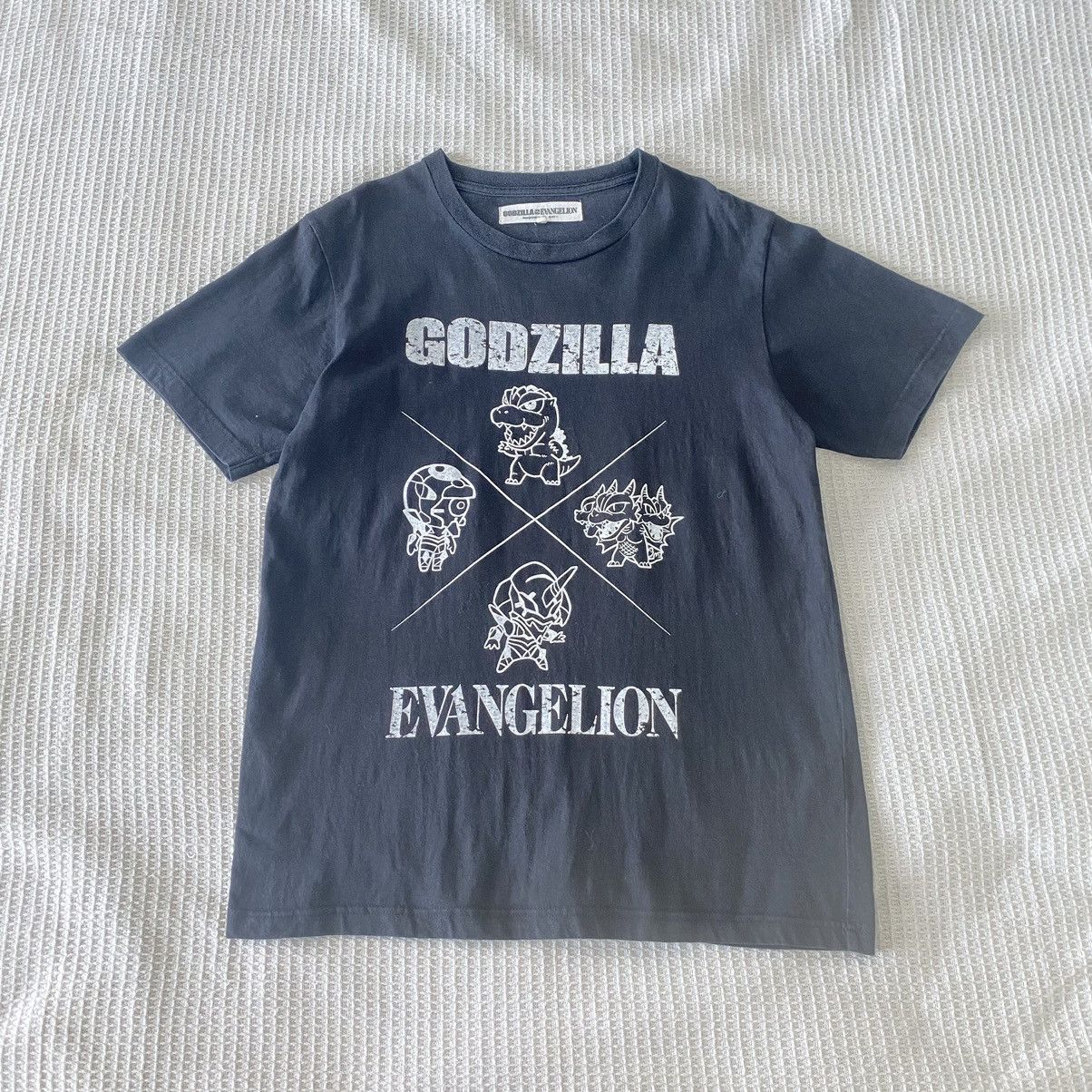 Faded Godzilla Vs Evangelion Japanese Anime Tee