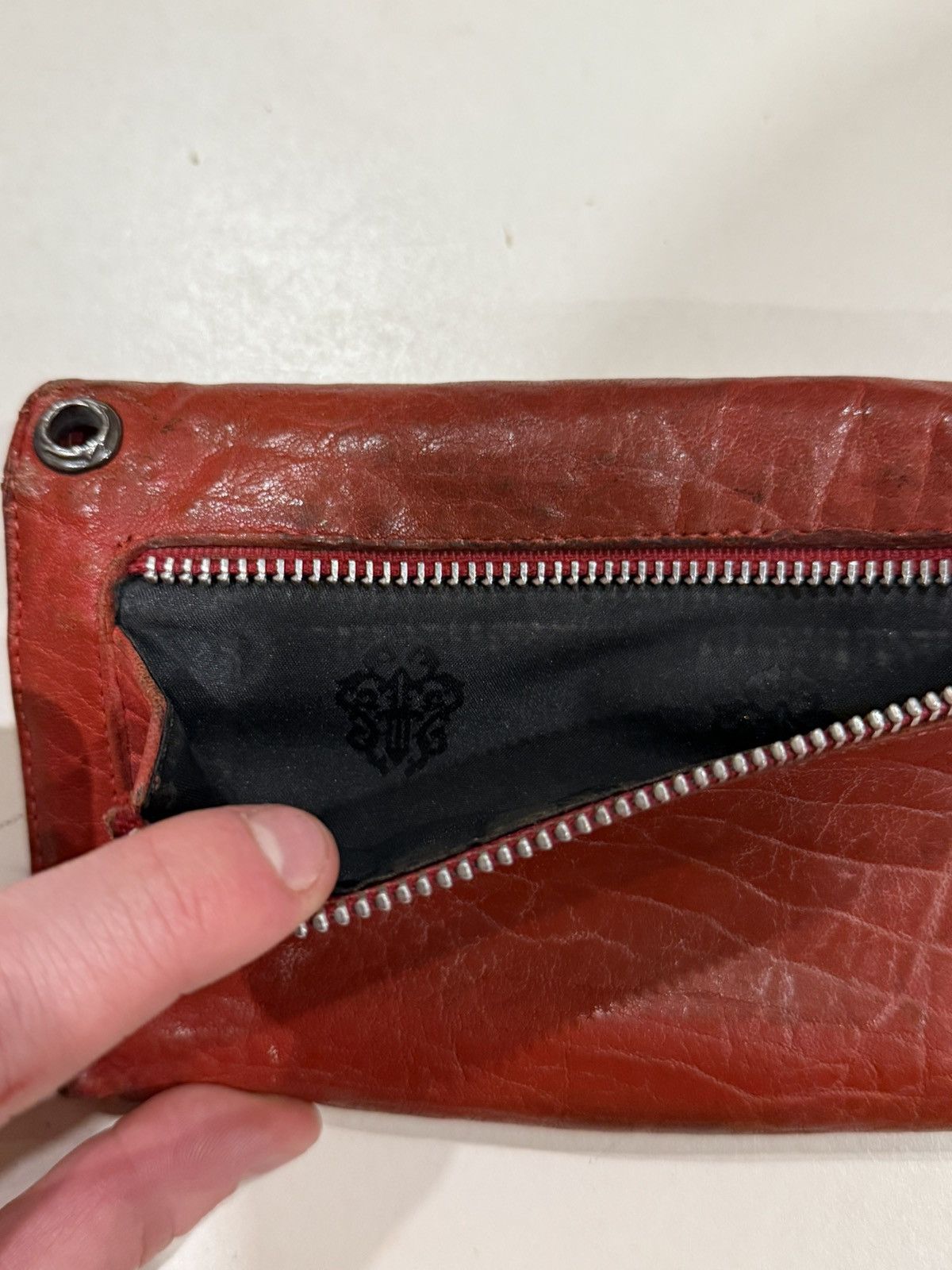 Chrome Hearts Chrome Hearts Wave Wallet Red Leather Silver Cross Snaps 925 Size ONE SIZE - 9 Thumbnail