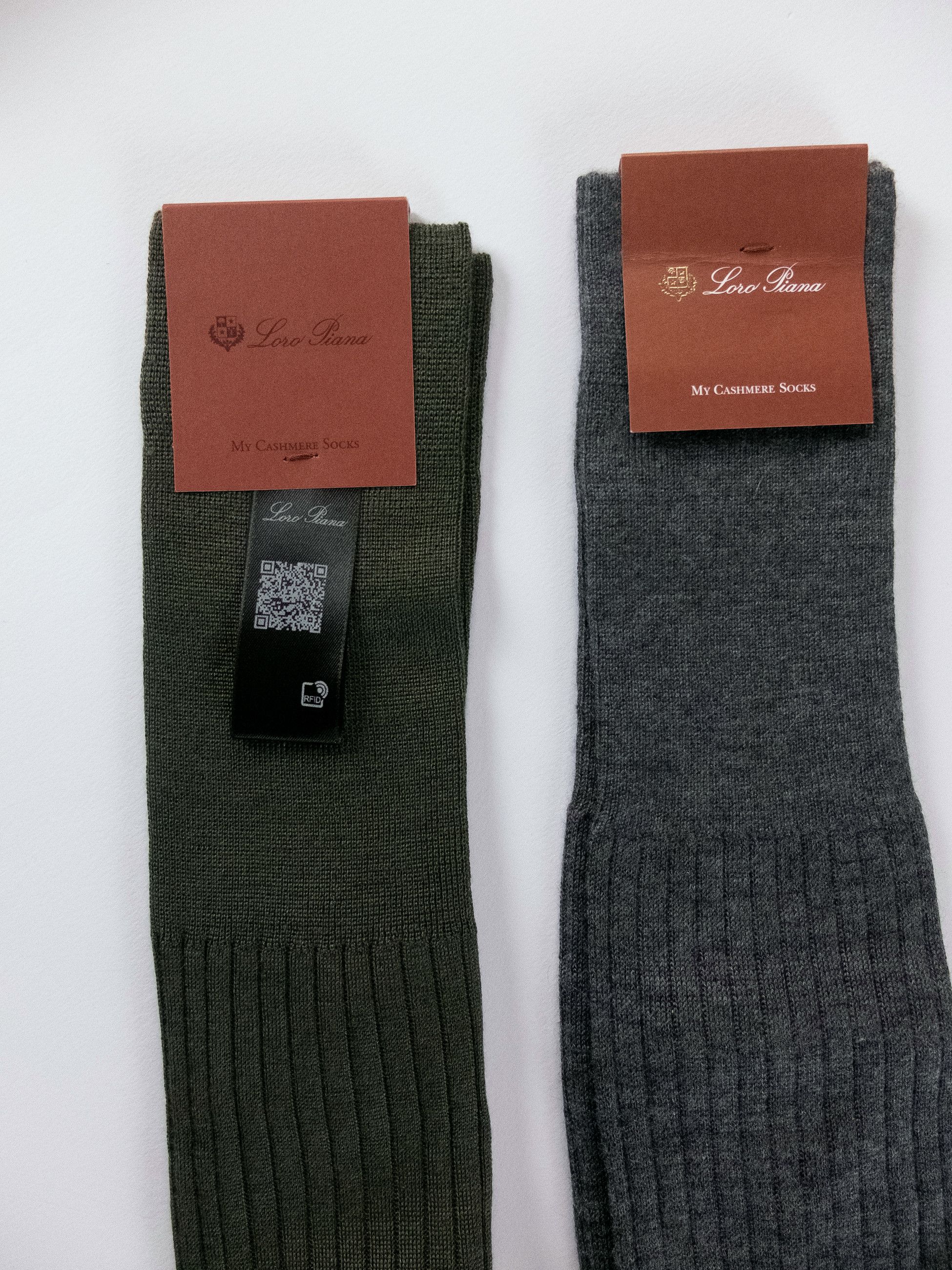 Loro Piana 3 pairs LORO PIANA green gray cashmere long socks Medium Size ONE SIZE - 3 Thumbnail