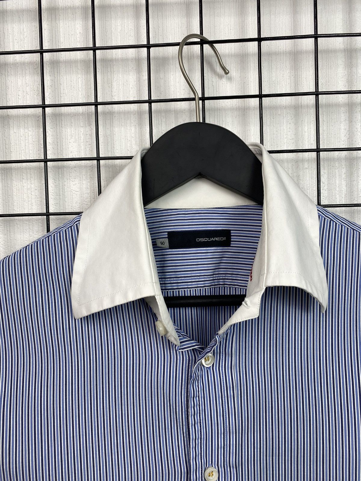 Dsquared2 Dsquared2 men striped shirt logo 50 size Blue white Size US M / EU 48-50 / 2 - 6 Thumbnail