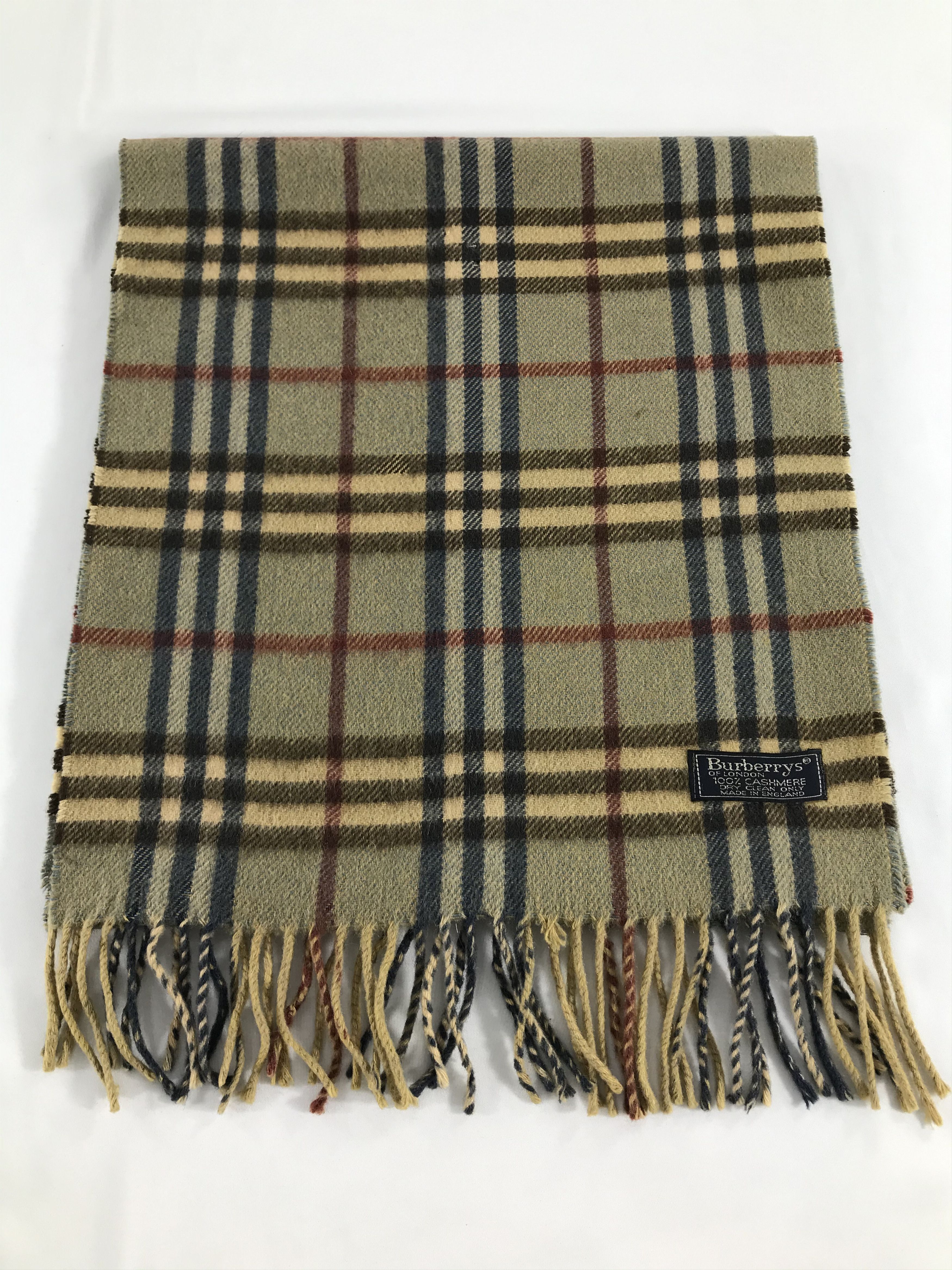 Burberry Burberrys Nova Check Green Cashmere Scarf Muffler V421 Size ONE SIZE - 2 Thumbnail