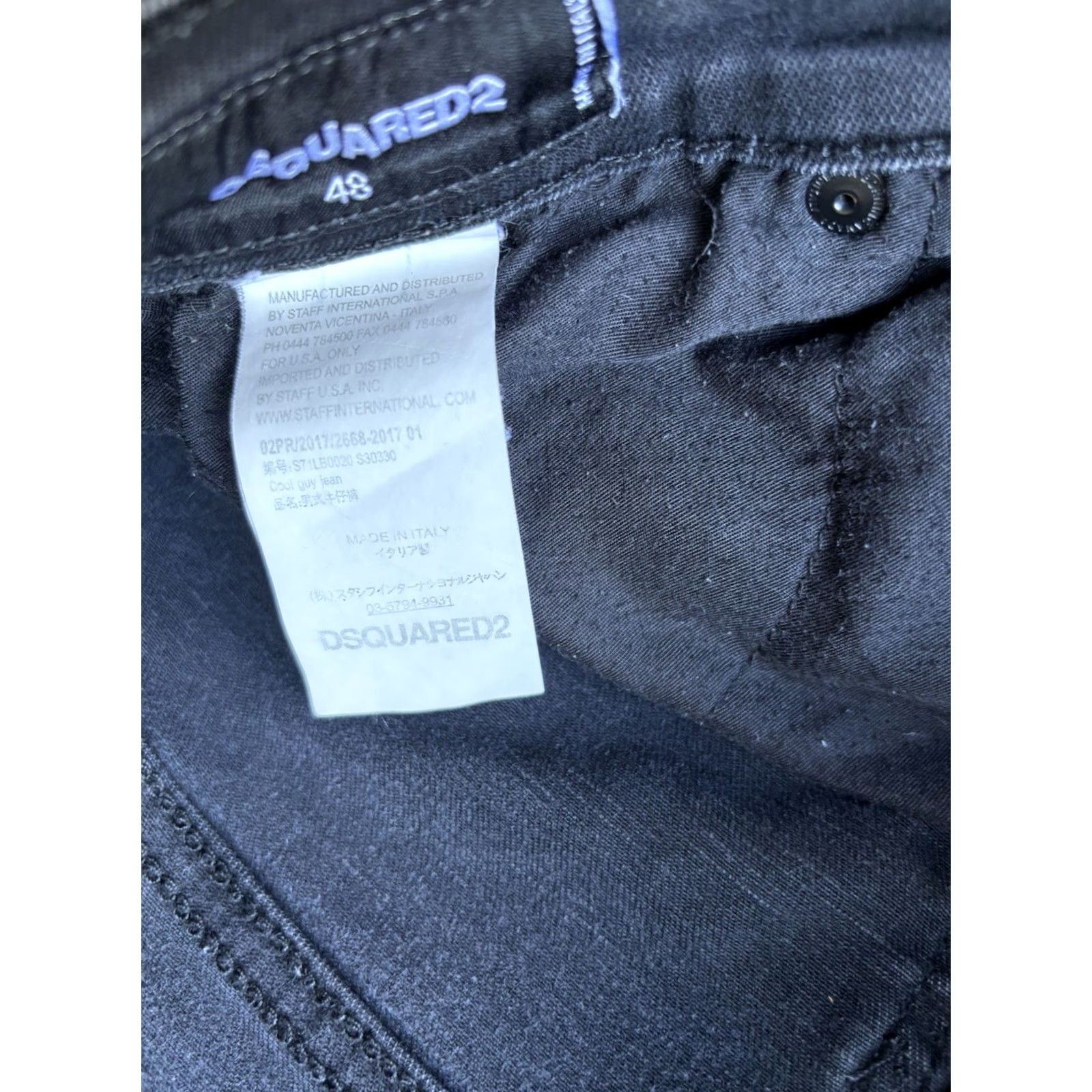 Dsquared2 Dsquared2 Slim Jeans Mens 48 29.5x31 Distressed Black Button Fly Straight Leg Jeans Mens/Blue Denim Slim 5-Pocket Modern Straight N/A Size US 32 / EU 48 - 2 Thumbnail