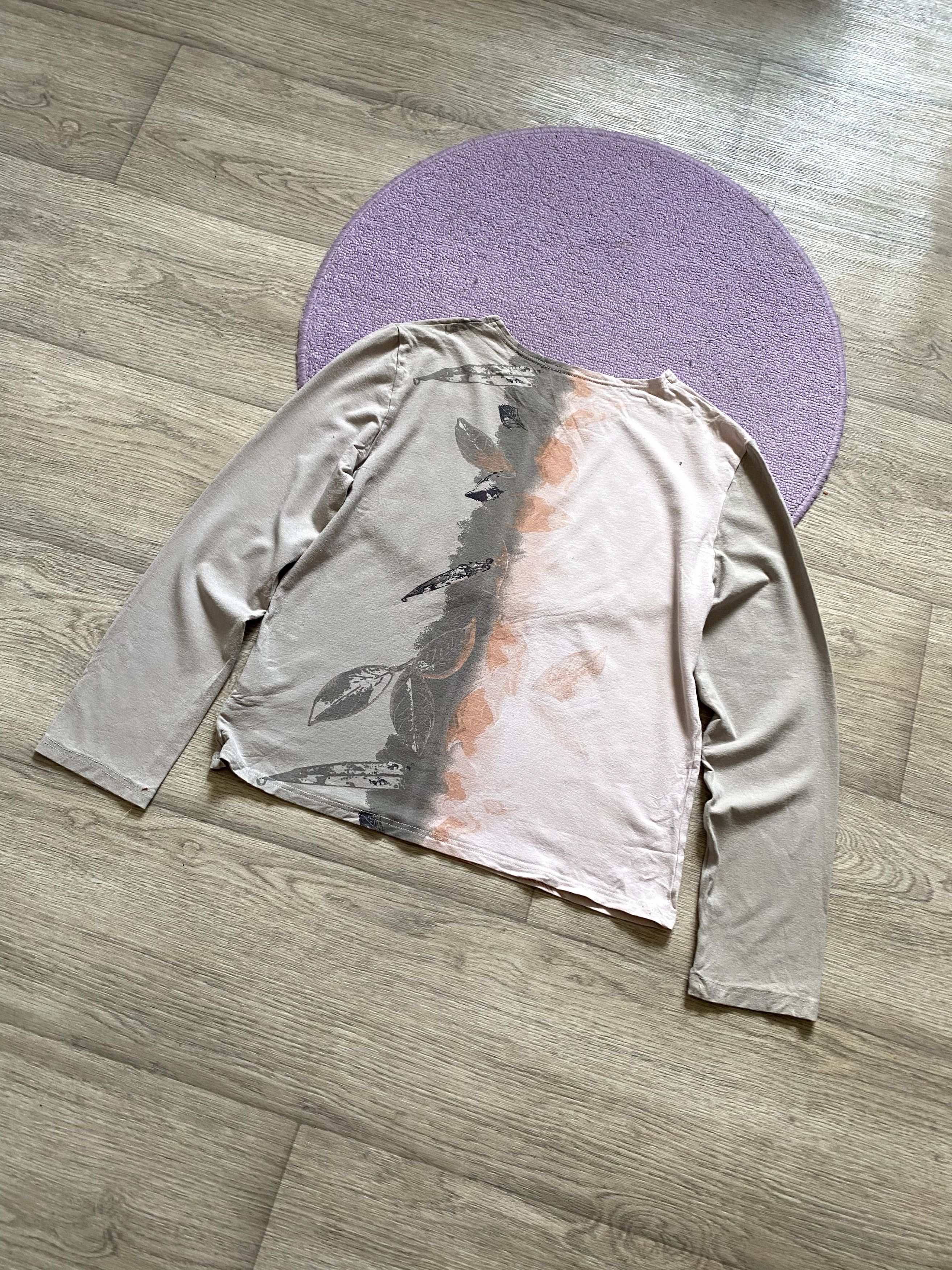 If Six Was Nine × Japanese Brand Y2K Avant Garde Biege Leaves Longsleeve Glamour Size M / US 6-8 / IT 42-44 - 5 Thumbnail