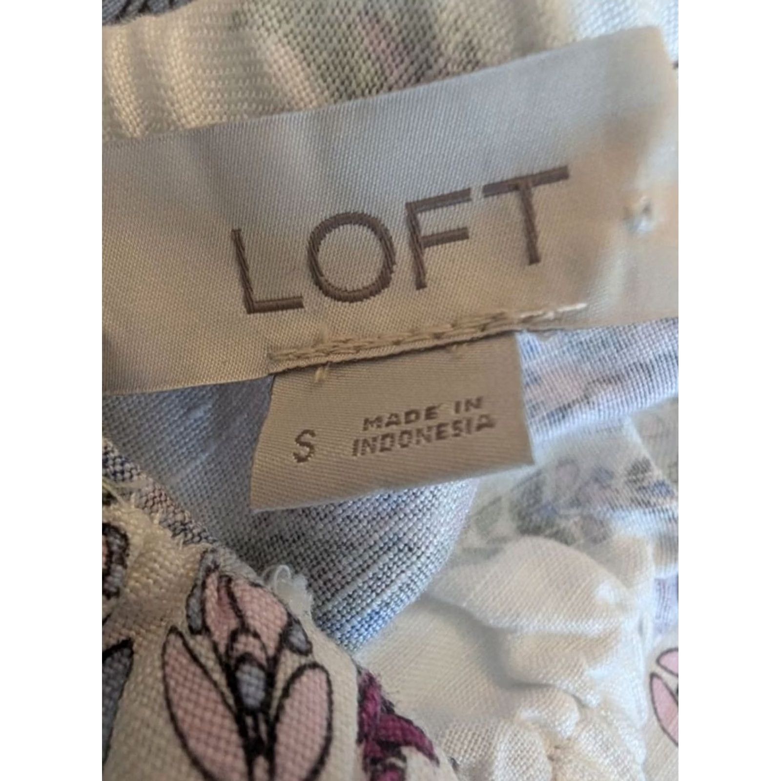 Loft LOFT One Shoulder Linen Blend Paisley Blouse White Blue Pink Womens S Ruffle Sleeveless Casual Bohemian Women’s Shirt Size S / US 4 / IT 40 - 5 Thumbnail