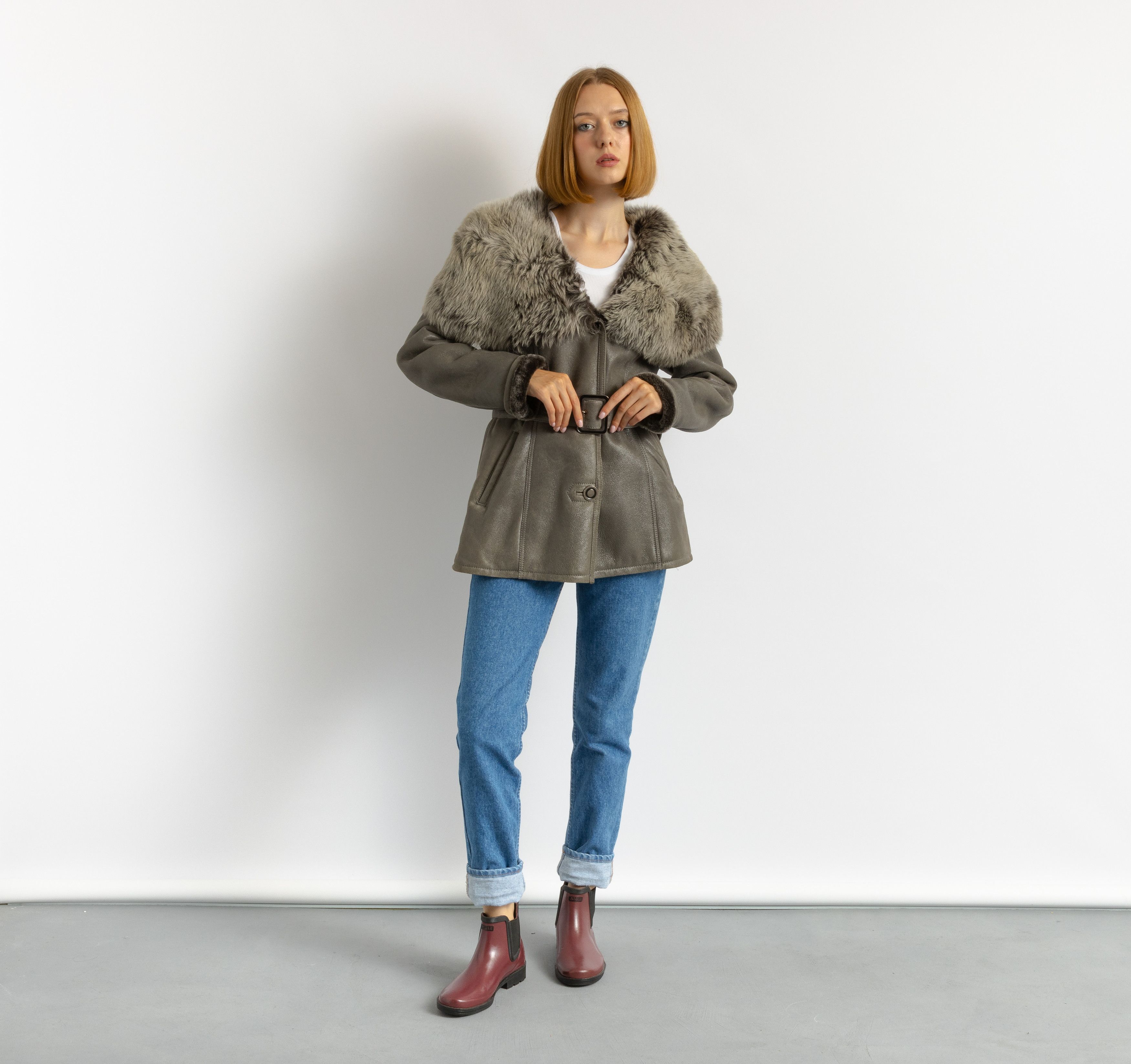 Vintage Women Sheepskin Leather Coat 80s, Size M 5926 Size M / US 6-8 / IT 42-44 - 6 Thumbnail