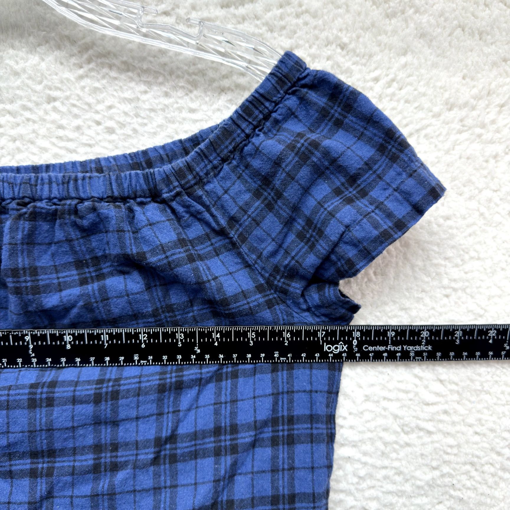 Madewell VINTAGE Madewell Mini Shift Dress 2 Small Blue Tartan Plaid Off Shoulder Linen Preppy Dress Womens Size XS / US 0-2 / IT 36-38 - 5 Thumbnail