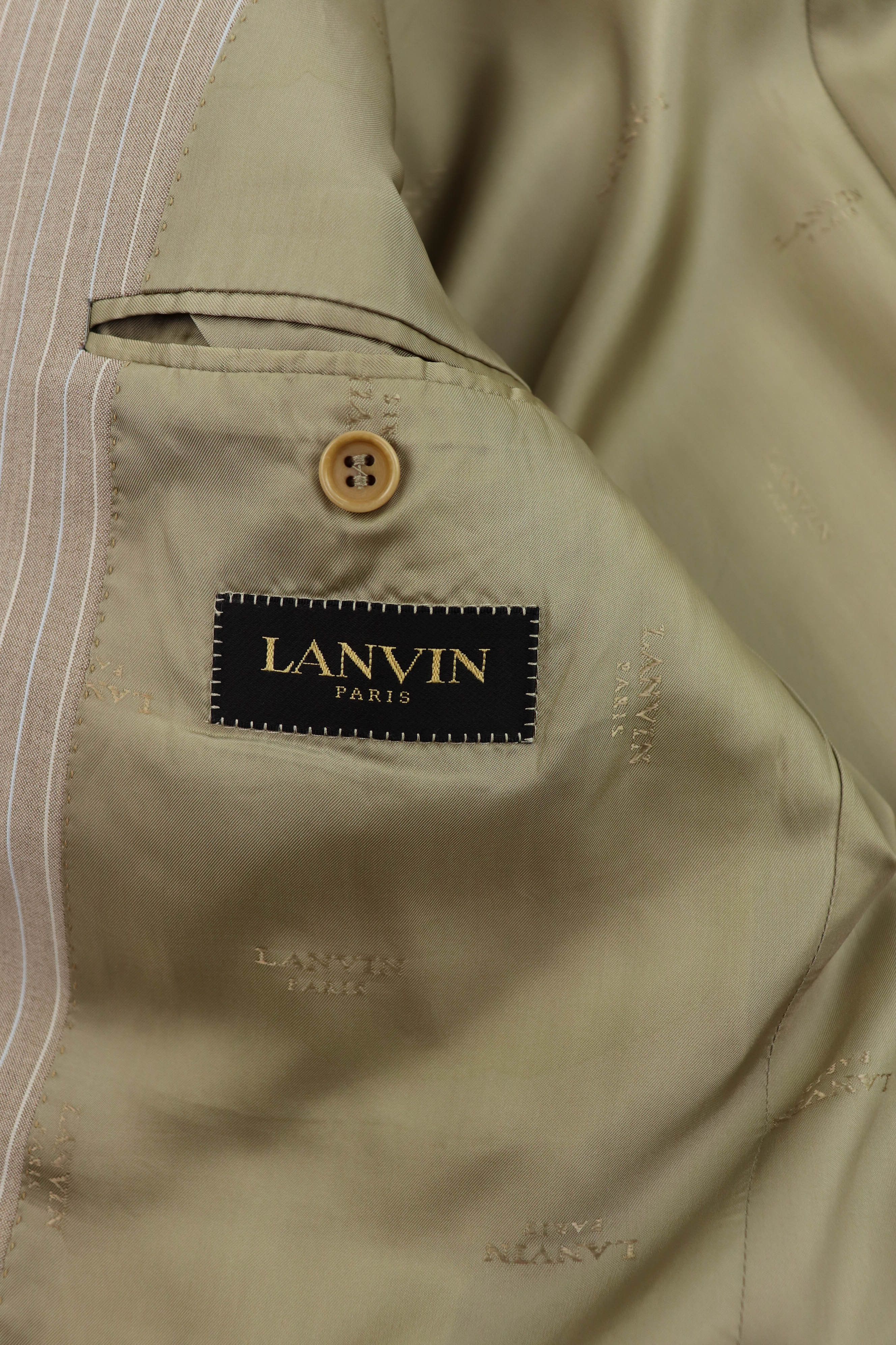 Lanvin Lanvin Paris Vintage Beige Striped Sport Coat Blazer Jacket Size 54R - 12 Thumbnail