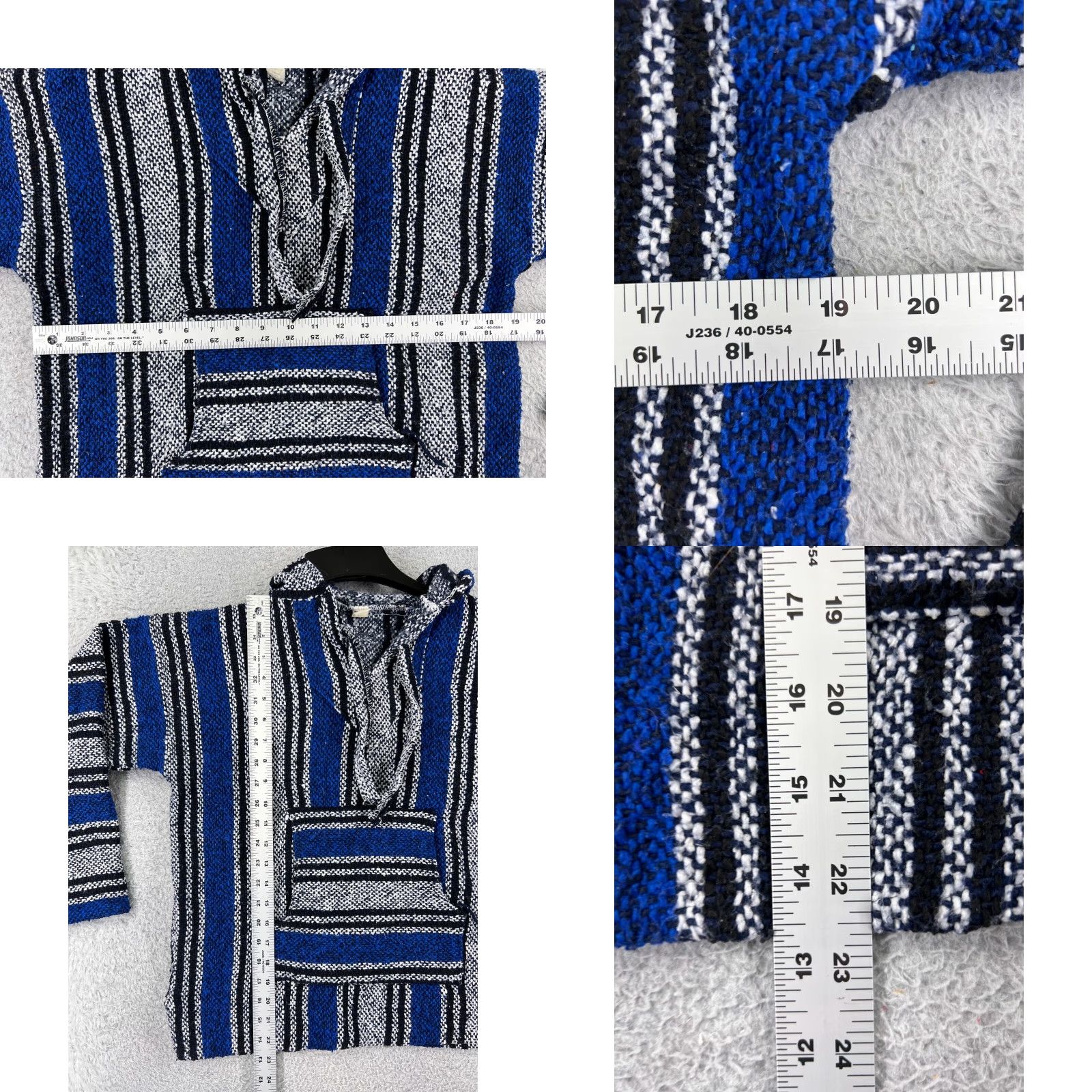 Vintage Baja Hoodie Mens Small Blue Gray Acrylic Blend Drug Rug Mexico Neuvo Poncho Hoodie Shirt Blues 90s Theme Mens Size US S / EU 44-46 / 1 - 8 Thumbnail