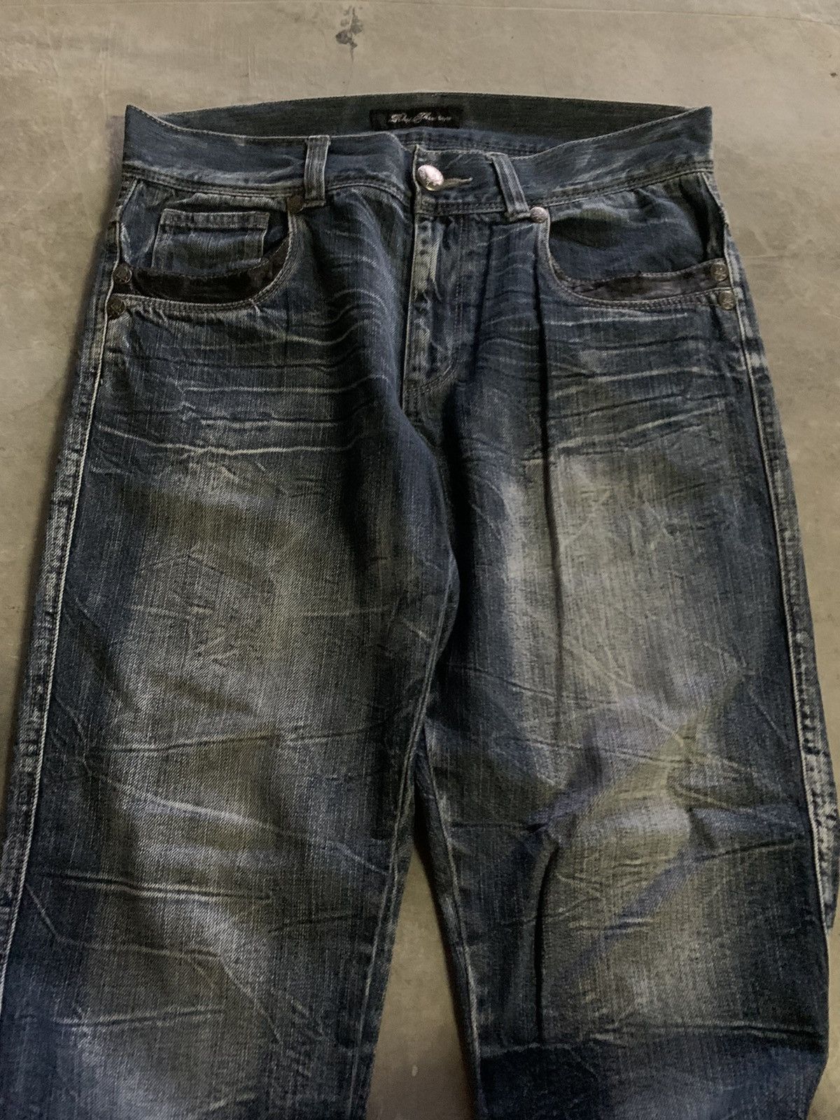 If Six Was Nine ROOT THREE STYLE honeycomb whiskered wash jeans punk goth Size US 33 - 10 Thumbnail