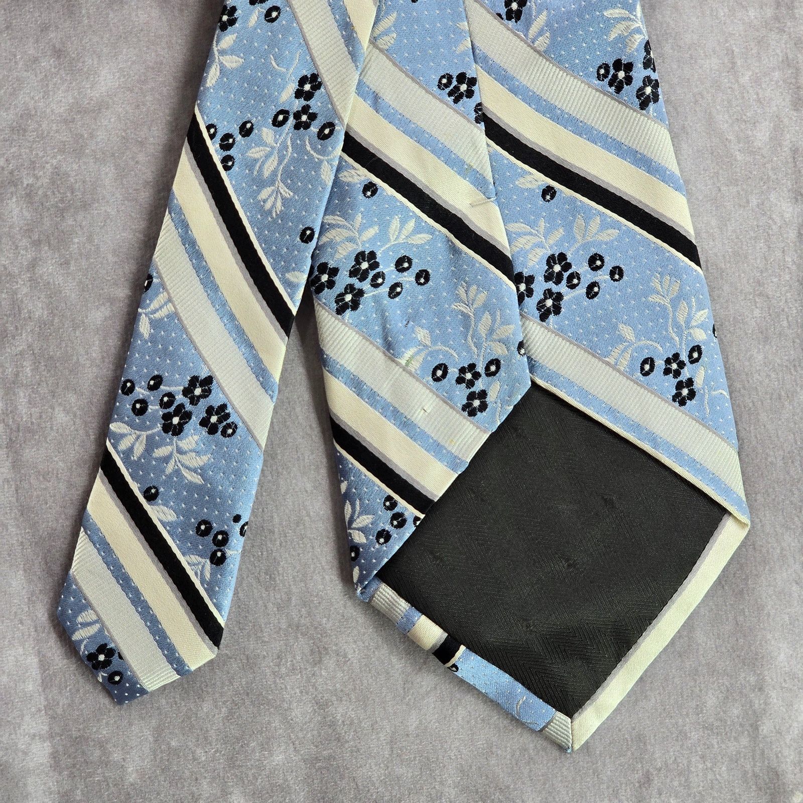 Other Bruno Piattelli Blue Stripe Floral Dots 100% Silk Neck Tie Size 30 - 6 Thumbnail