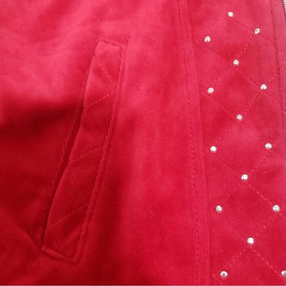 Designer CT1995 Onque Casual Red & Rhinestone Studded Jacket & Pant Size 28" / US 6 / IT 42 - 5 Thumbnail