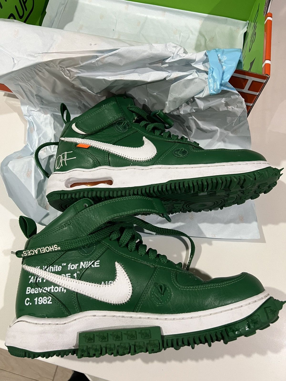 Nike × Off-White × Virgil Abloh Off-White Nike Air Force 1 Mid SP LTHR pine green Size US 9 / EU 42 - 19 Thumbnail