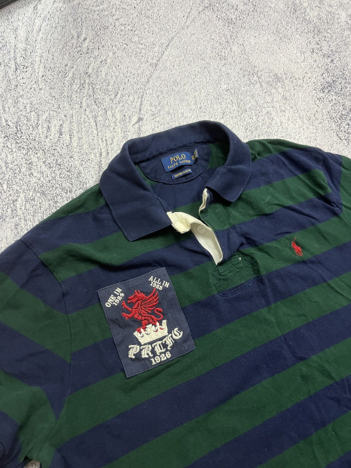 Polo Ralph Lauren × Ralph Lauren Polo Ralph Lauren Striped Rugby Polo Shirt RLPC Big Logo Y2K Size US L / EU 52-54 / 3 - 5 Thumbnail