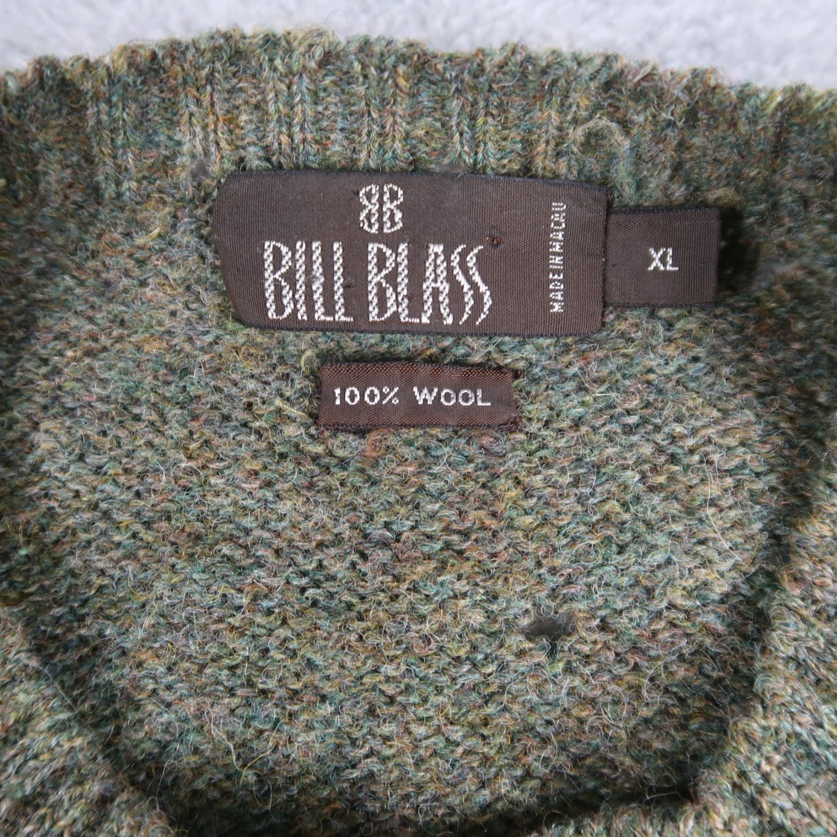Bill Blass VINTAGE 80s Bill Blass Wool Sweater XL Distressed Green Pullover Unisex Size US XL / EU 56 / 4 - 3 Thumbnail