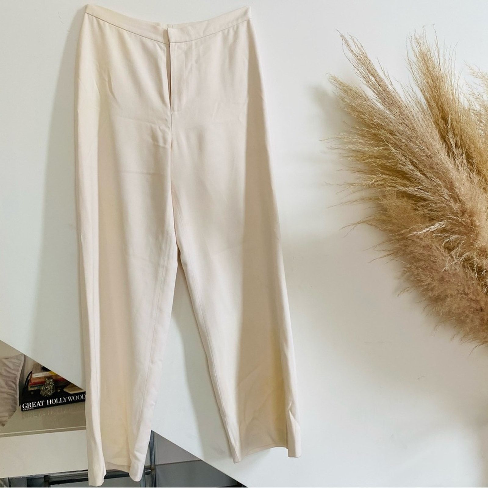 Vintage VINTAGE RALPH LAUREN Cream White Wide Leg Flare Trouser Pant Size 30" / US 8 / IT 44 - 6 Thumbnail