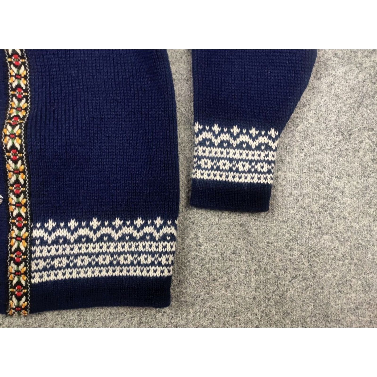 Vintage VINTAGE Nordstrikk Norwegian Wool Pattern Knit Cardigan sweater Men XS? No size? 90s Fair Isle Blue Wool Cardigan Size US M / EU 48-50 / 2 - 4 Thumbnail
