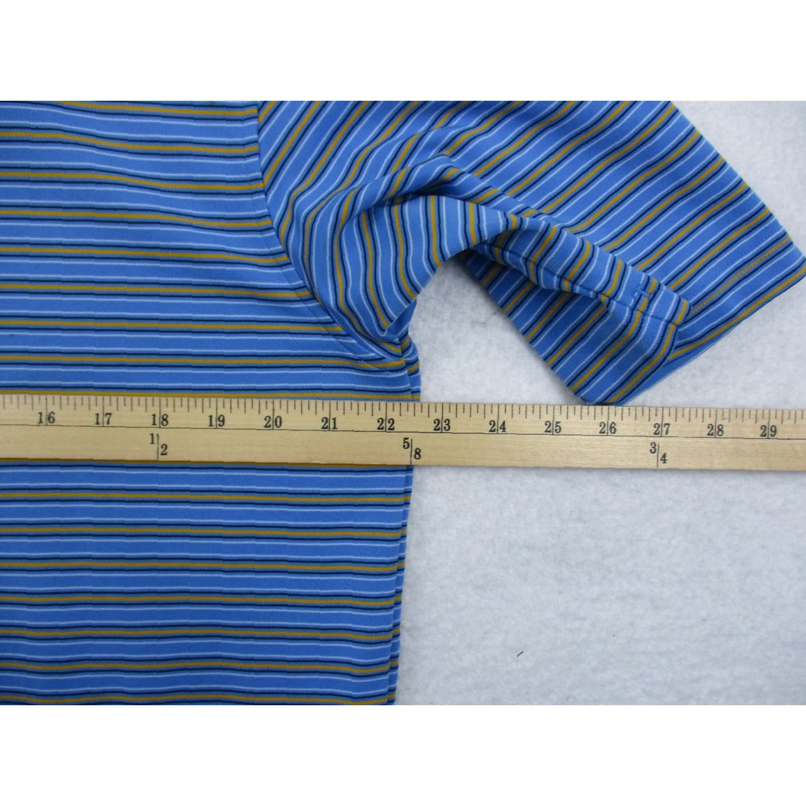 Under Armour Under Armour Polo Shirt Mens L Blue Stripe Embroidered Logo Golf Classic Short Sleeve breathable Polyester Blend Knit Button Collared Size US L / EU 52-54 / 3 - 7 Thumbnail
