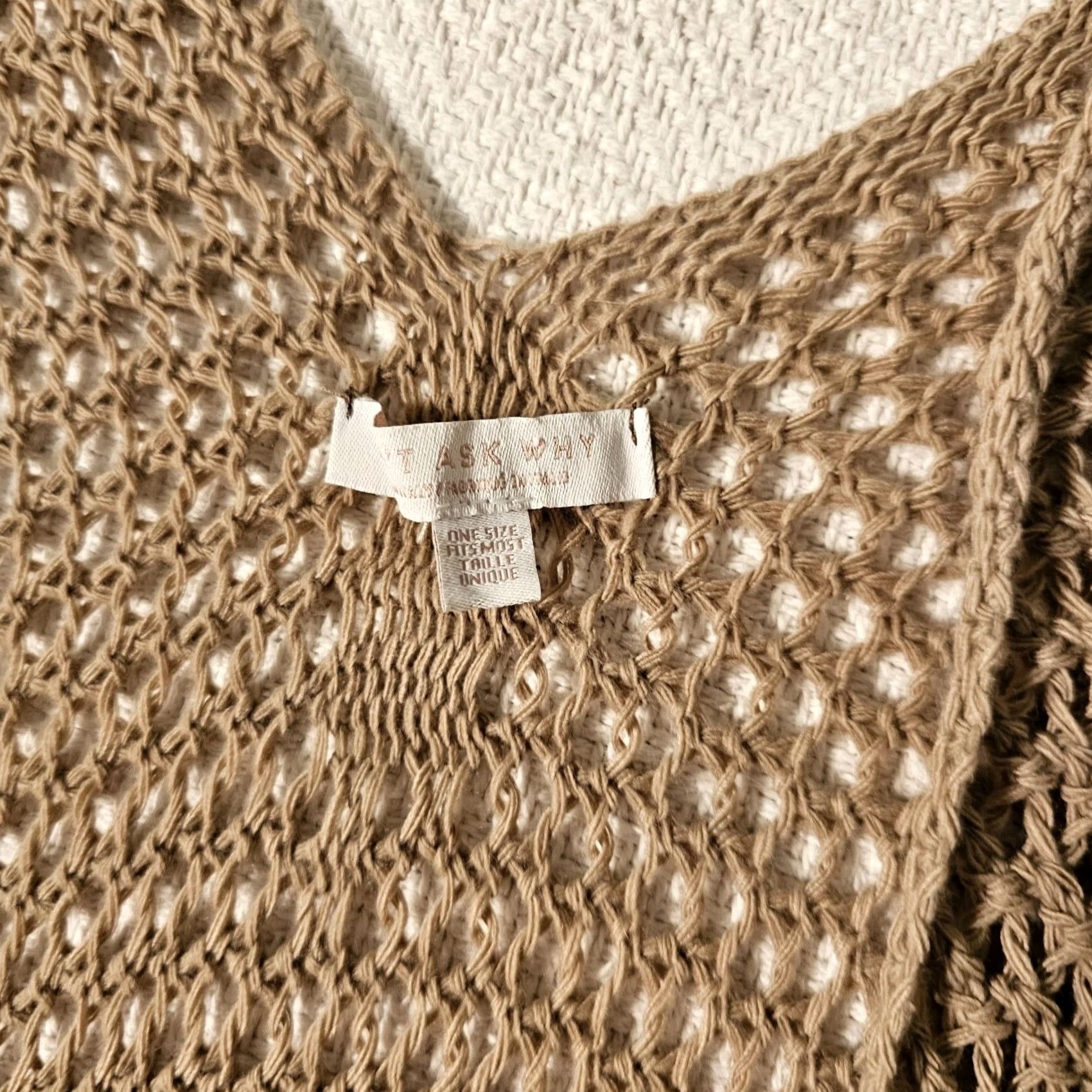 Vintage Don’t Ask Why Cardigan Women One Size Cable-Knit Brown Open Front Long Sleeve Knit Sweater 90s Bohemian Vintage No Size ONE SIZE - 7 Thumbnail