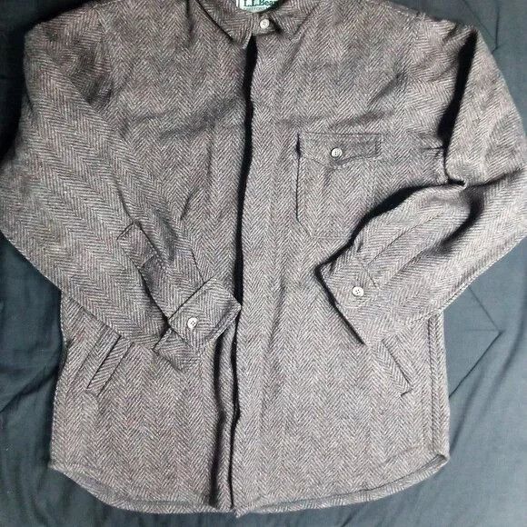 L.L. Bean Vintage L.L. Bean Herringbone Wool Button Shirt Shacket Size US M / EU 48-50 / 2 - 3 Thumbnail