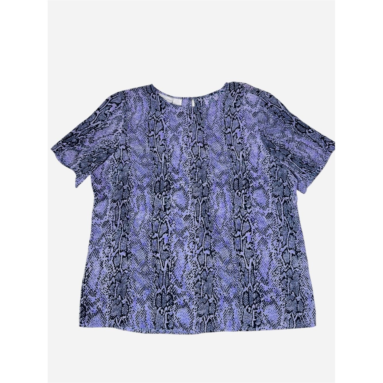 Worthington New Worthington 100% Silk Lavender Snake Print Short Sleeve Size L / US 10 / IT 46 - 2 Thumbnail