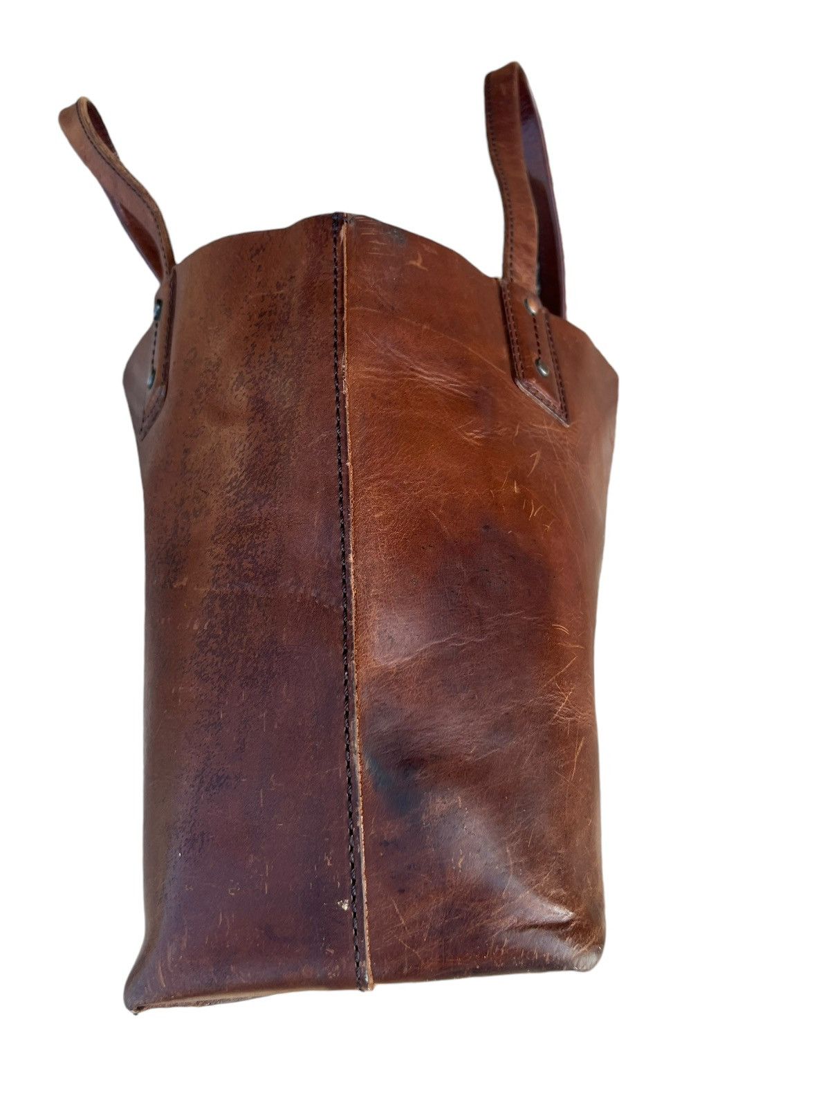 Japanese Brand × Leather Vintage DAKOTA Japan Patina Solid Leather Tote Bag Size ONE SIZE - 16 Thumbnail