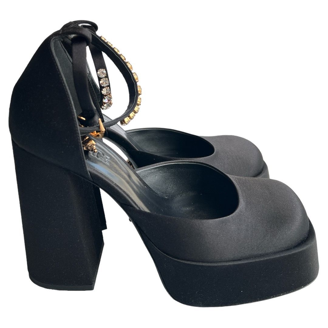 Versace VERSACE Black Satin Embellishments Pump Shoes, IT39.5/US9 Size US 9.5 / IT 39.5 - 3 Thumbnail