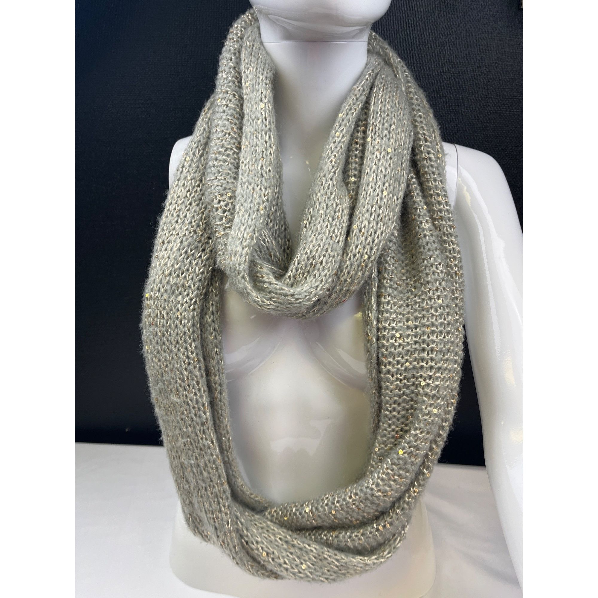 Other Elegant Knit Infinity Scarf Metallic Gold SKU 7047 Size ONE SIZE - 2 Thumbnail