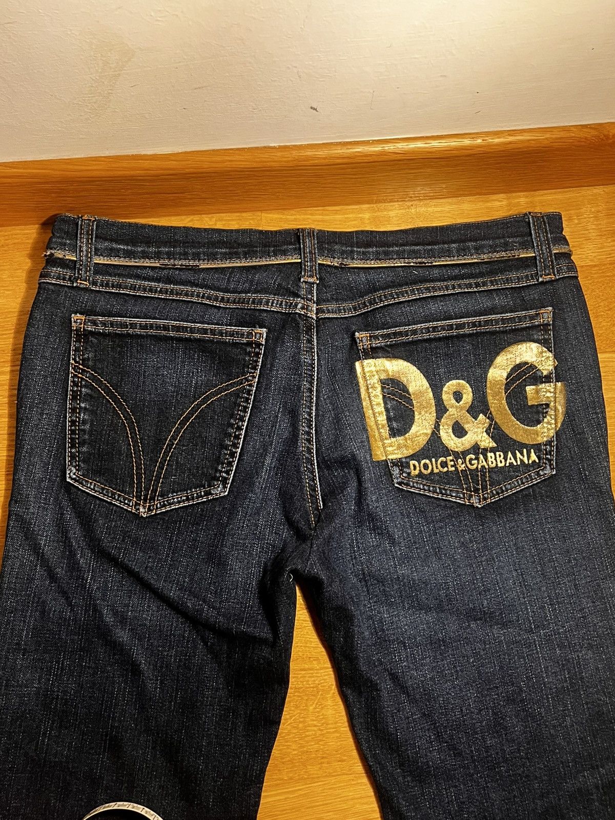 Dolce & Gabbana D&G Dolce & Gabbana Archive "Gold Logo" Jeans y2k Size 33" - 10 Thumbnail