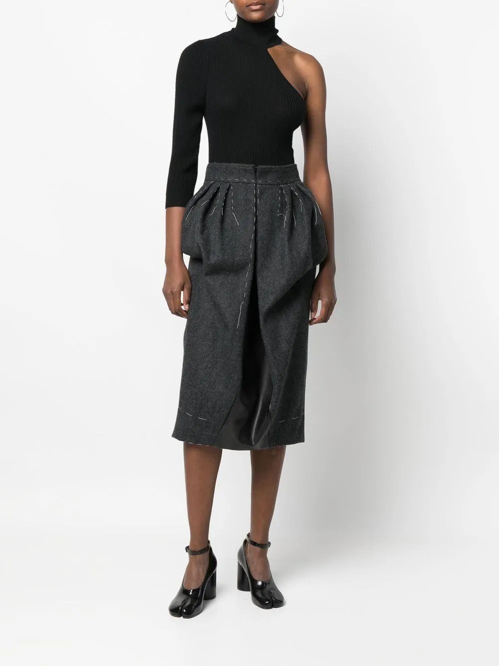 Maison Margiela o1y0625 Midi Skirt in Dark Gray Size 27" / US 4 / IT 40 - 5 Thumbnail