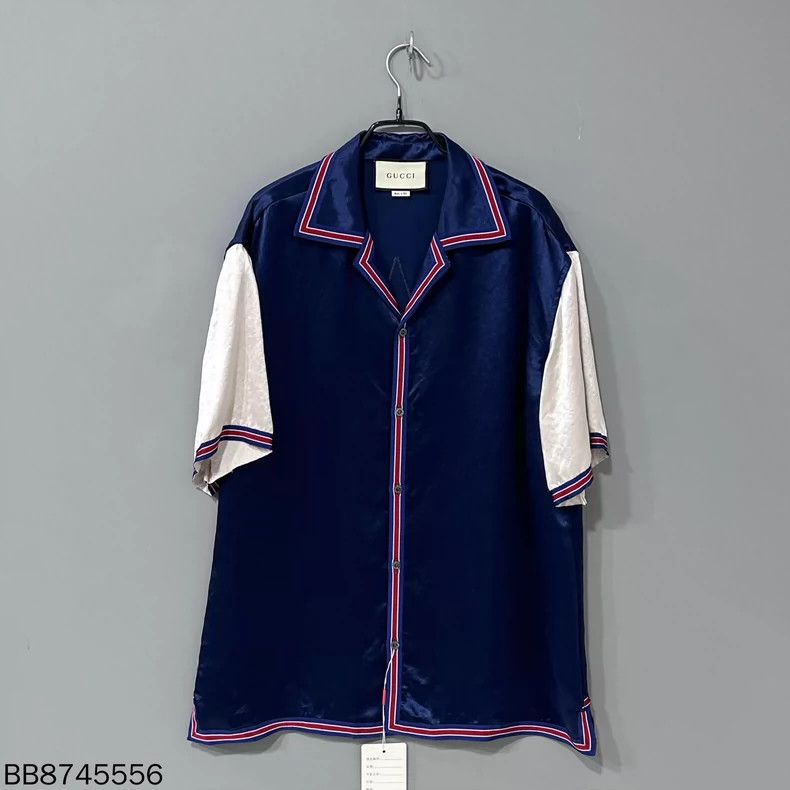 Gucci Gucci Blue and white stitching short-sleeved shirt 2502-Nex Size US M / EU 48-50 / 2 - 1 Thumbnail