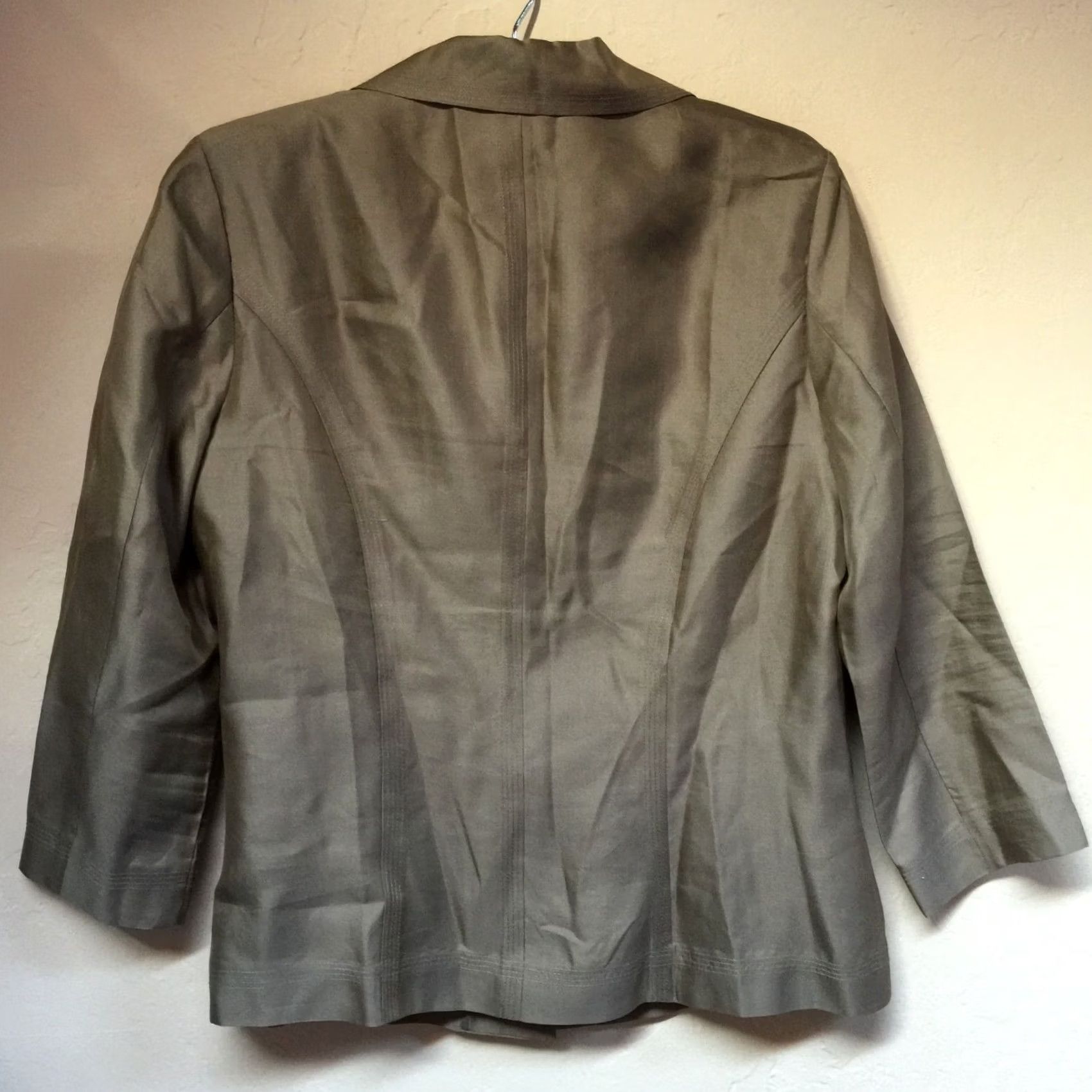 Olive Sigrid Olsen Blazer Jacket 3/4 Sleeve Silk Olive Green Sz 4 Womens Button Front Casual Size S / US 4 / IT 40 - 2 Thumbnail