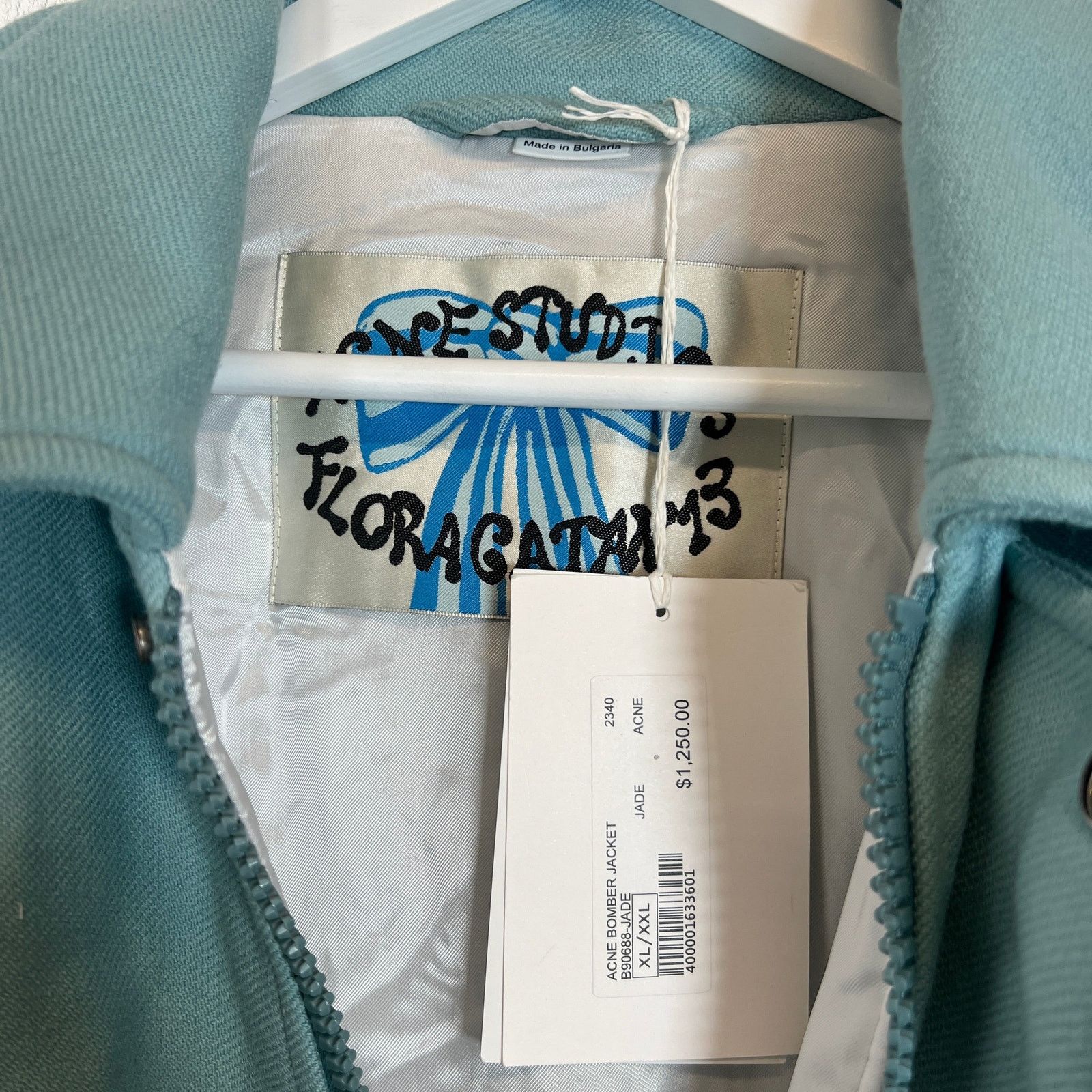 Acne Studios Acne Studios Light Blue Embroidered Logo Bomber Jacket Size US XL / EU 56 / 4 - 5 Thumbnail