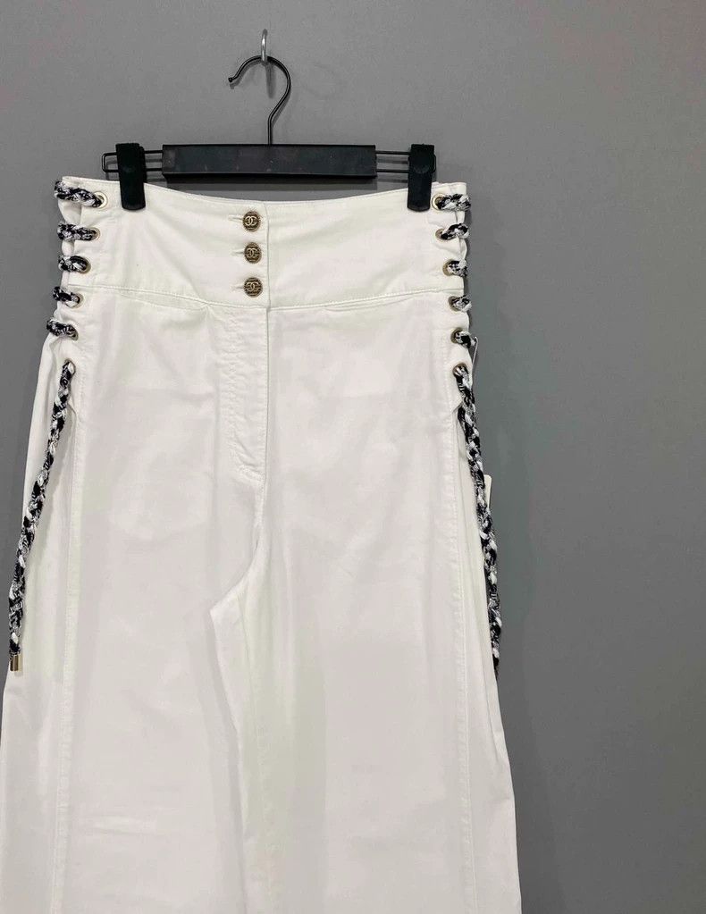 Chanel Chanel Drawstring high-waisted wide-leg jeans 2504-Nextarro Size 25" / US 0 / IT 36 - 2 Thumbnail