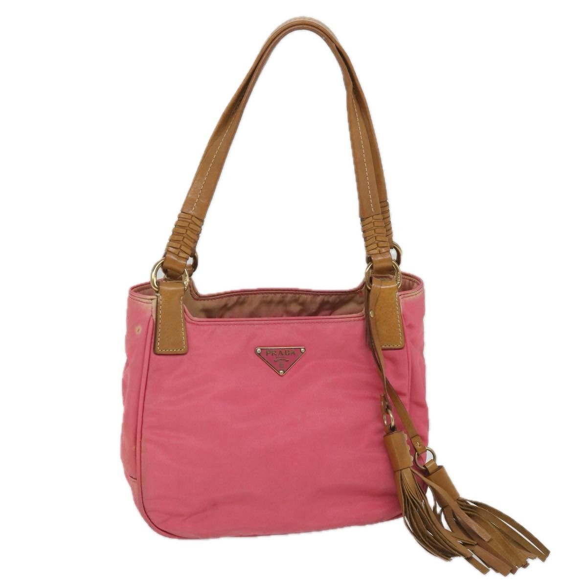 image of Prada Hand Bag Nylon Pink Brown Auth Bs8769 in Pink/Brown, Women's