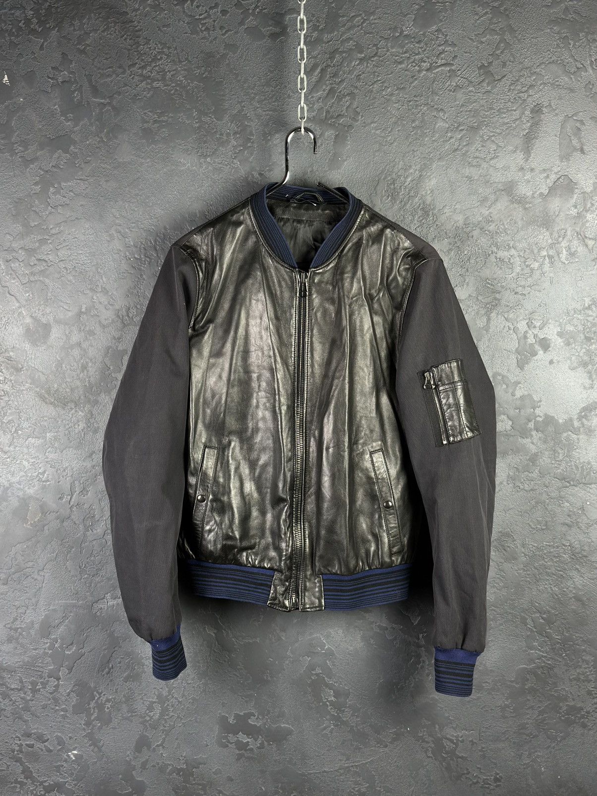 Lanvin Lanvin Men's Leather Full Zip Bomber Jacket Size US M / EU 48-50 / 2 - 1 Thumbnail