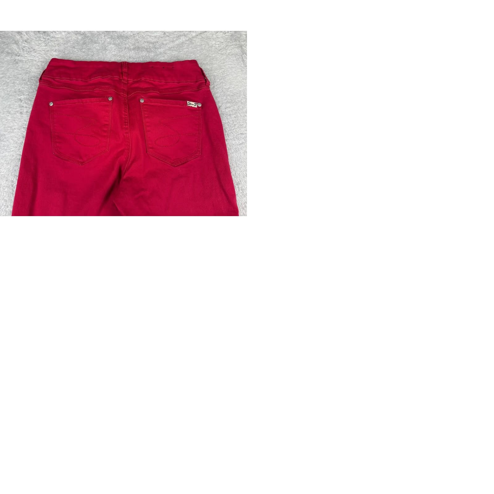 Vintage Seven7 Jeans Women 14 Red Denim Skinny Mid Rise 31x28 Cotton Blend Slimming 5-Pocket Design Button Zipper Vintage No Size 36" / US 14 / IT 50 - 10 Thumbnail